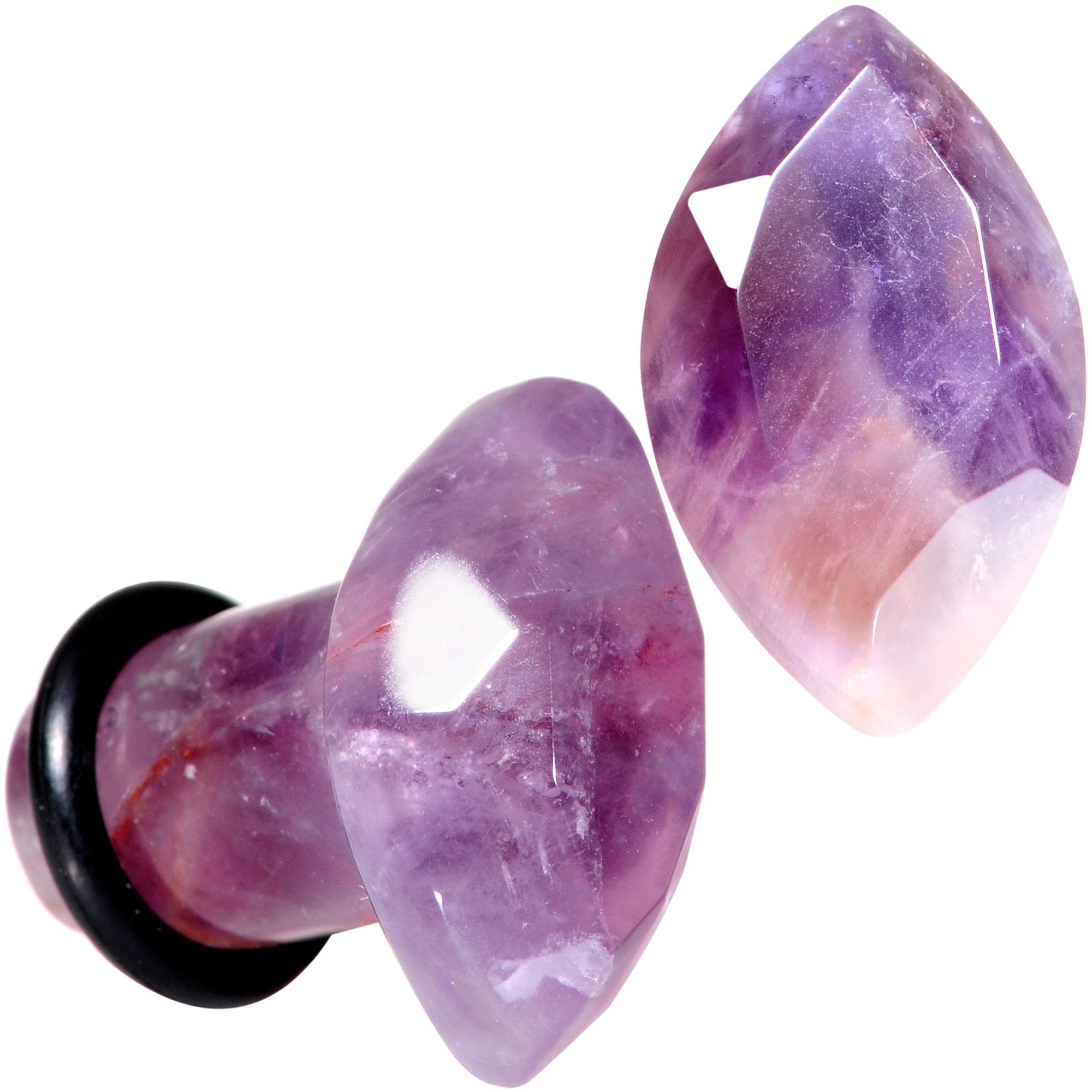 Purple Amethyst Faceted Single Flare Plug Set 6mm to 25mm Sizes