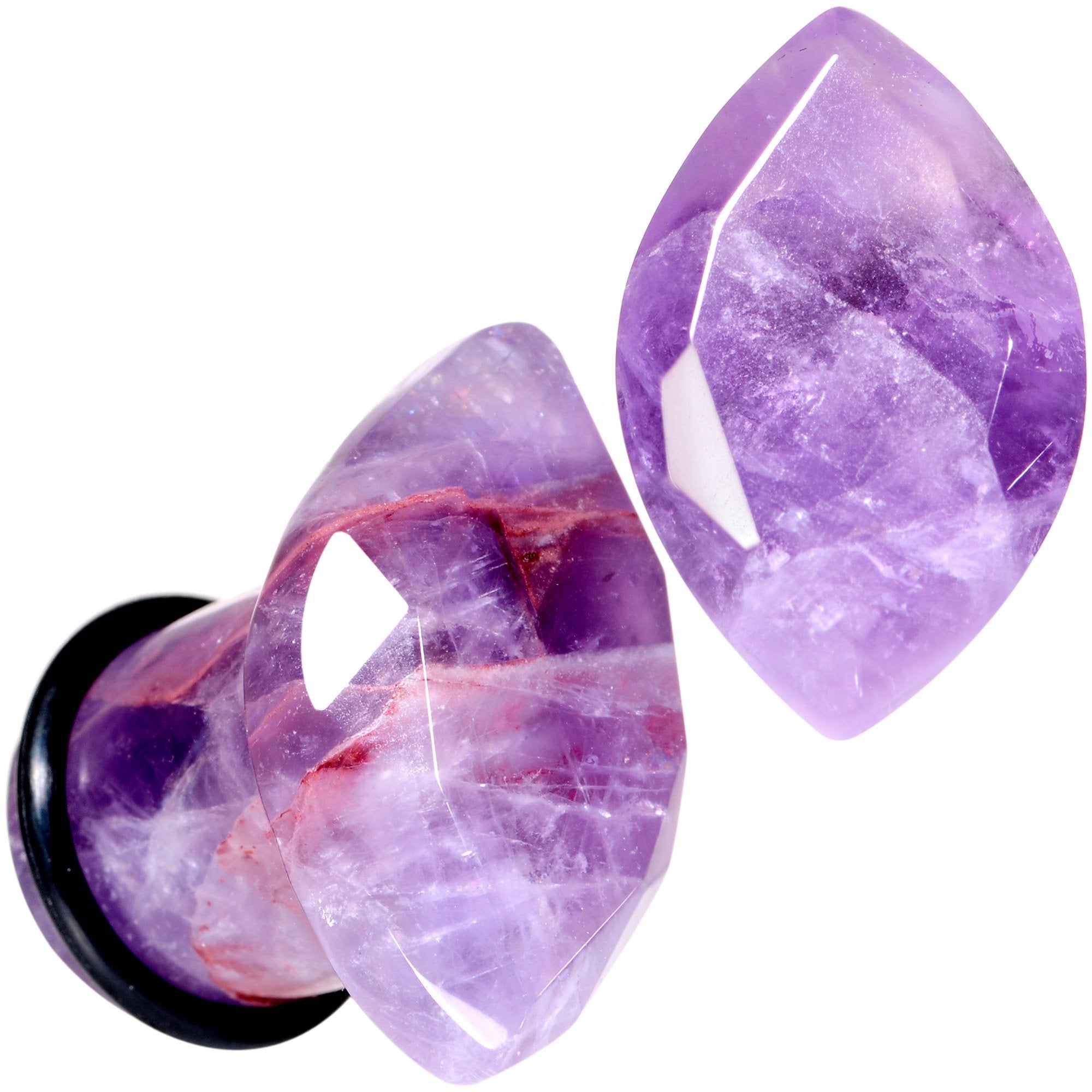 Purple Amethyst Faceted Single Flare Plug Set 6mm to 25mm Sizes