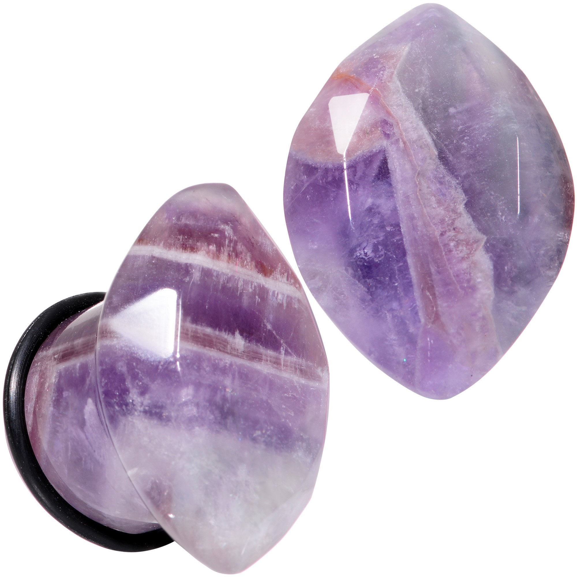 Purple Amethyst Faceted Single Flare Plug Set 6mm to 25mm Sizes