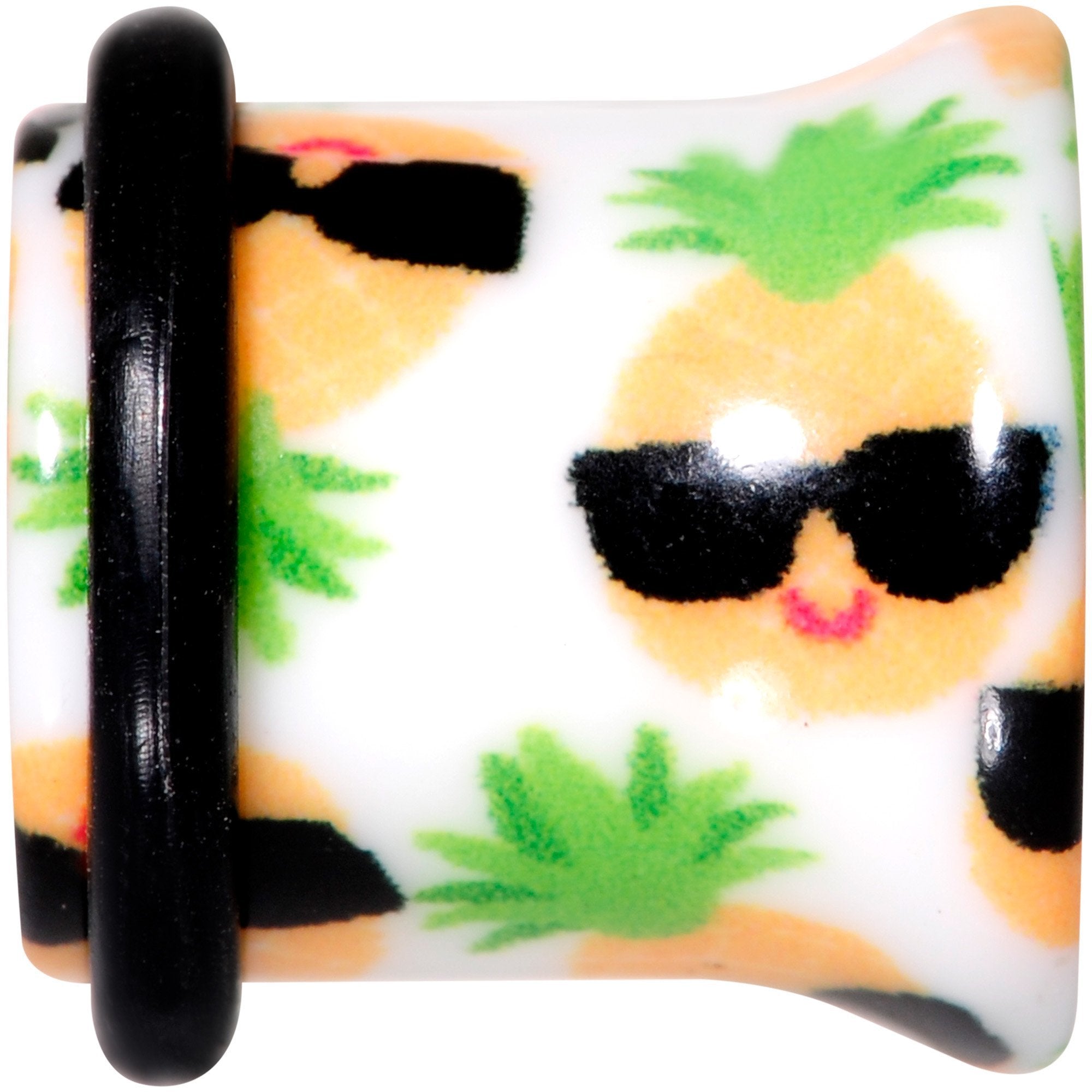 White Acrylic Hip Sunglasses Pineapple Single Flare Plug Set Sizes 3mm to 16mm