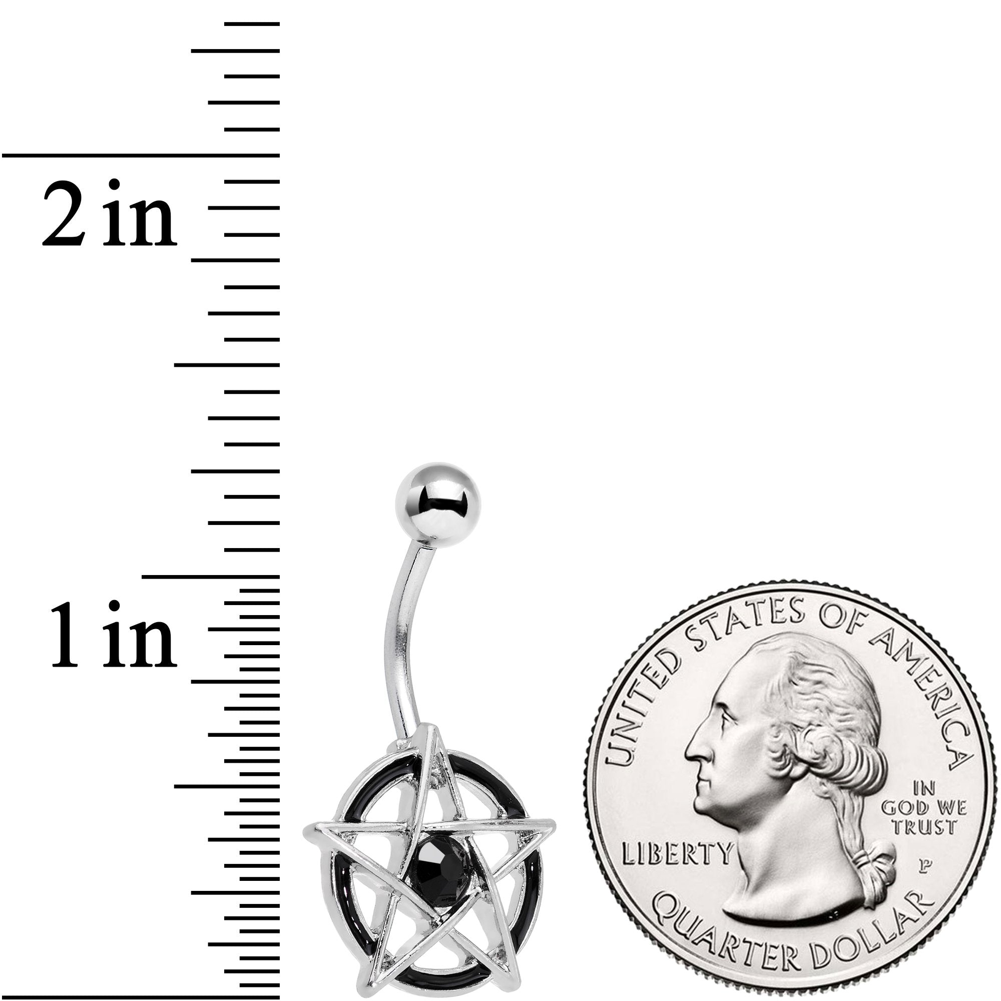 Black Gem Five Pointed Star Pentagram Belly Ring