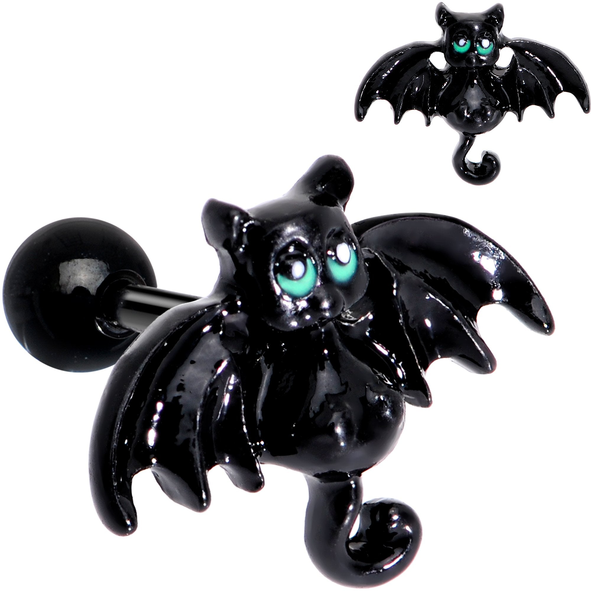 16G 5/16 Black Halloween Batty Bat Cartilage Tragus Earring