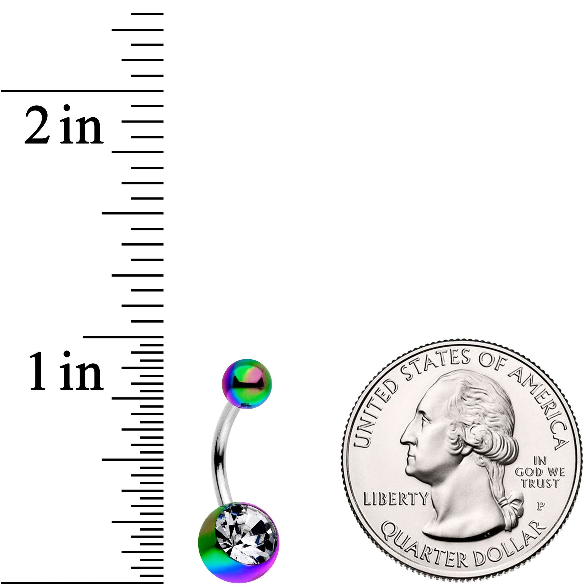 Clear Gem Rainbow Pearlescent Acrylic Belly Ring