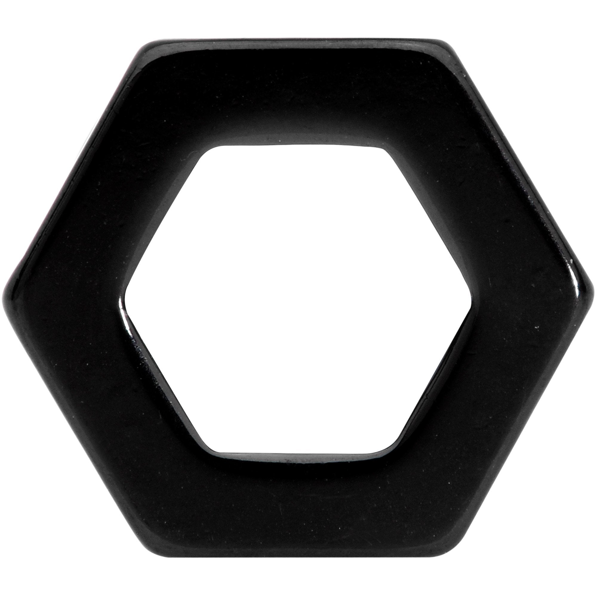 Black Geometric Hexagon Double Flare Tunnel Plug Set 3mm to 25mm