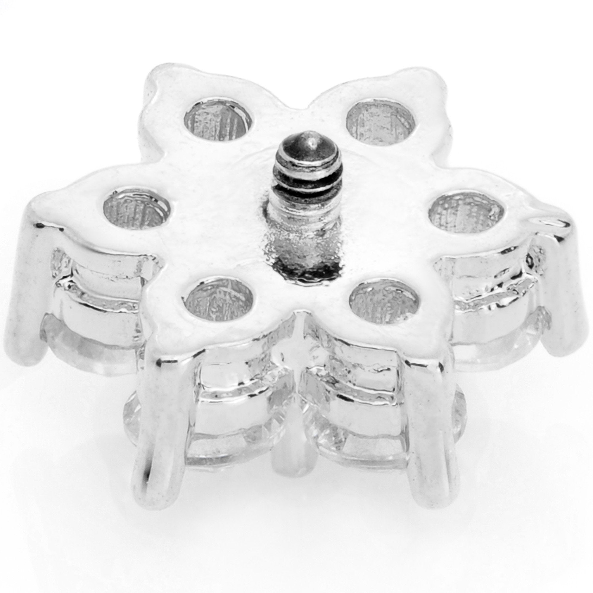 14G Clear Cubic Zirconia Gem Flower Dermal Anchor Top