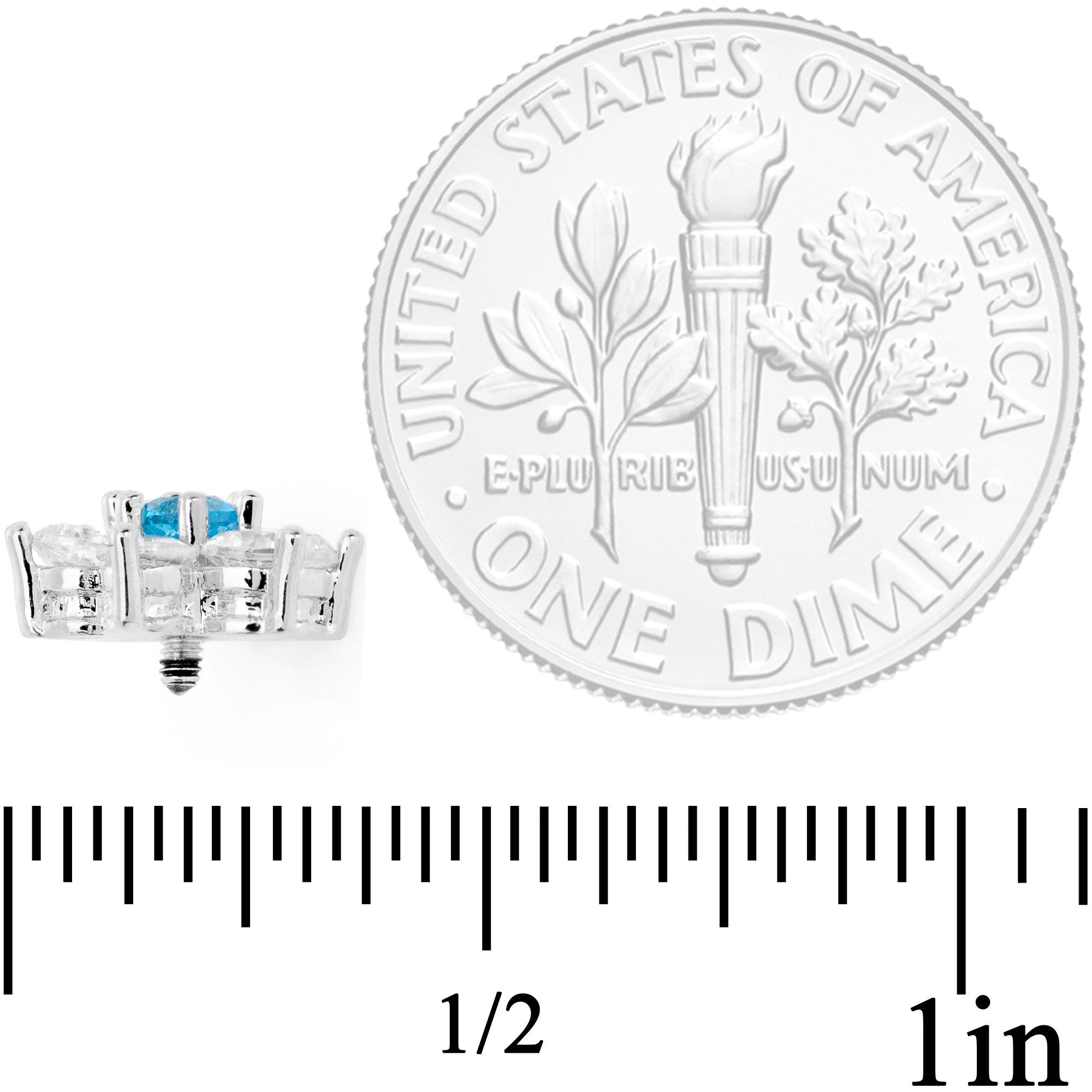 14G Clear Aqua Cubic Zirconia Gem Flower Dermal Anchor Top