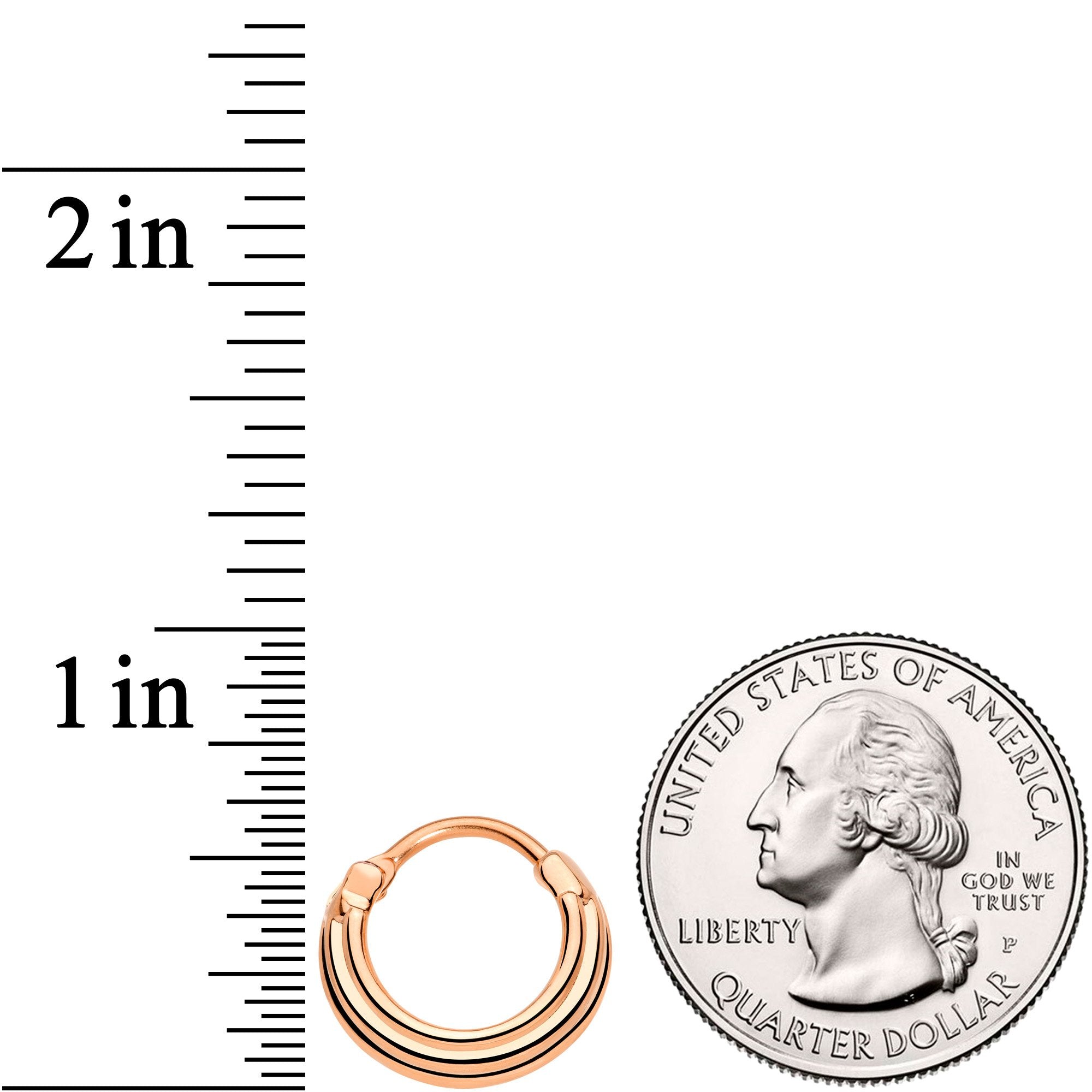 16G 3/8 Rose Gold Tone Delicate Grooves Hinged Septum Ring