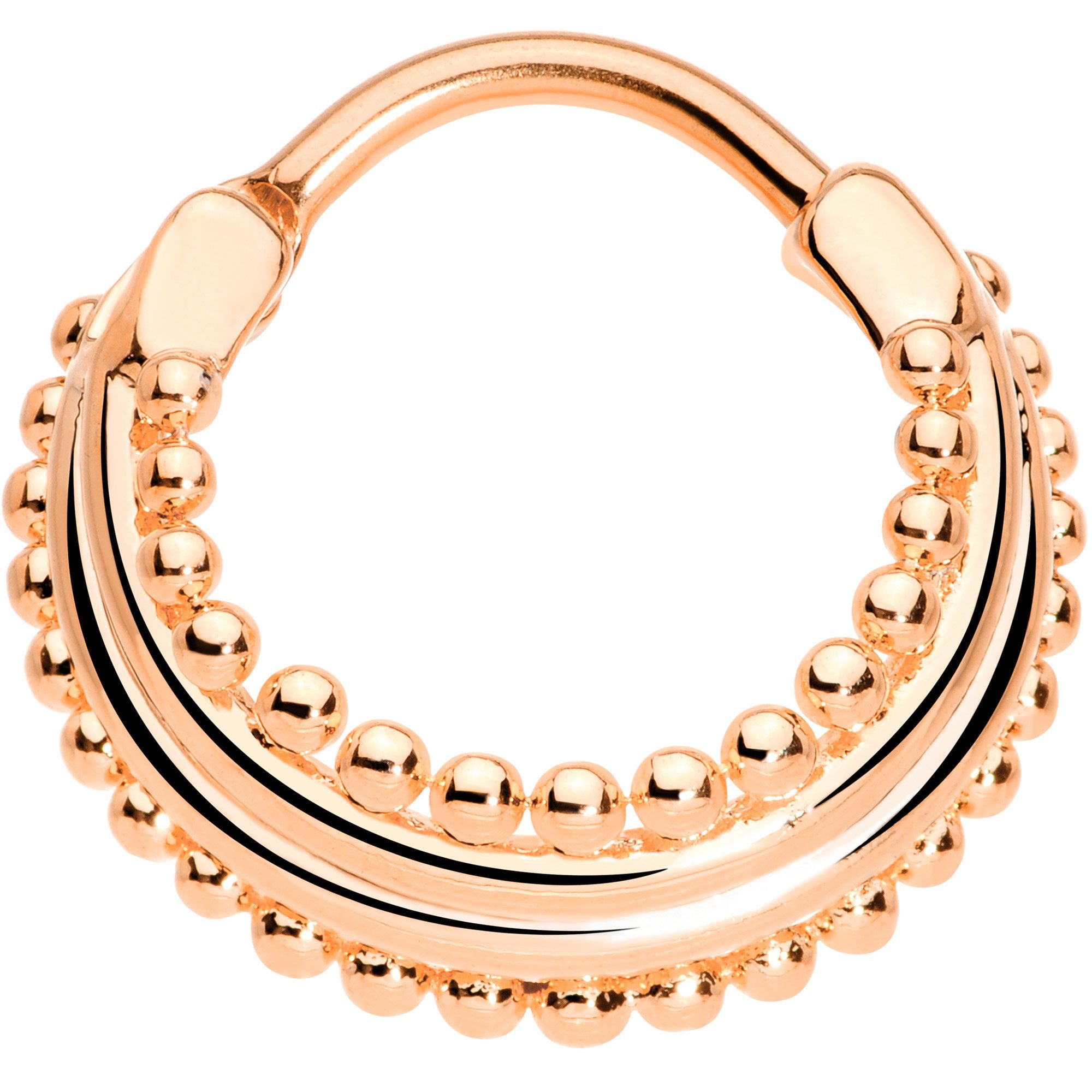 16G 3/8 Rose Gold Tone Delicate Dots Hinged Septum Ring