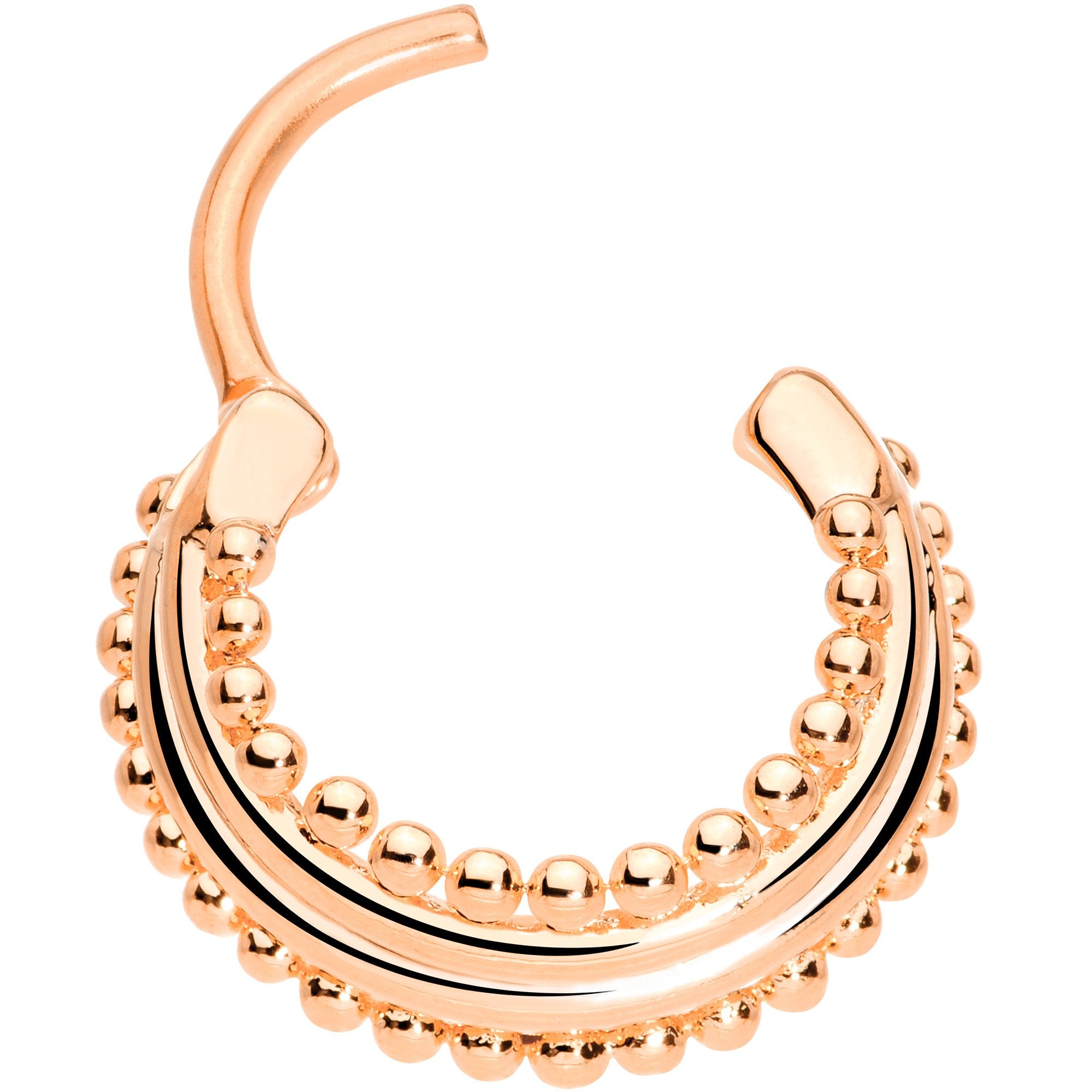 16G 3/8 Rose Gold Tone Delicate Dots Hinged Septum Ring