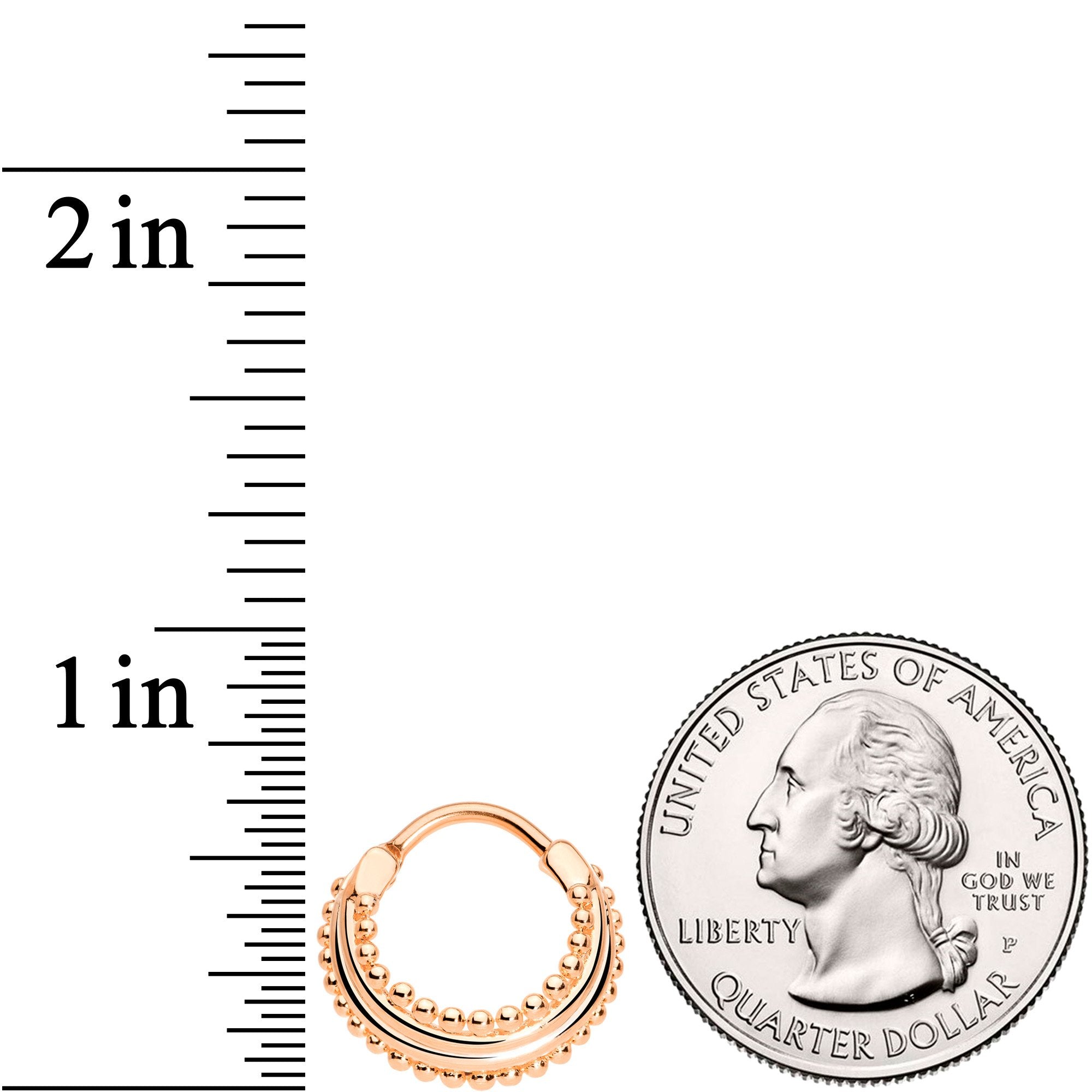 16G 3/8 Rose Gold Tone Delicate Dots Hinged Septum Ring