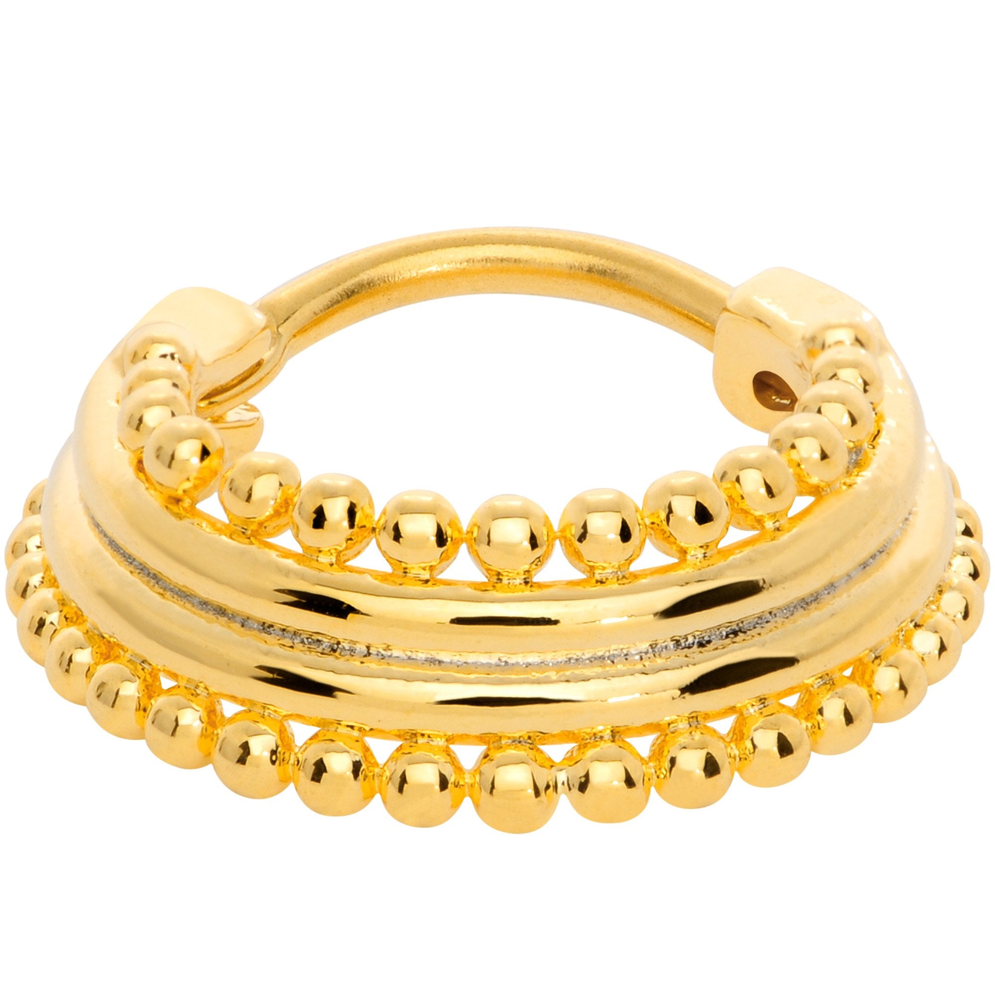 16G 3/8 Gold Tone Delicate Dots Hinged Septum Ring