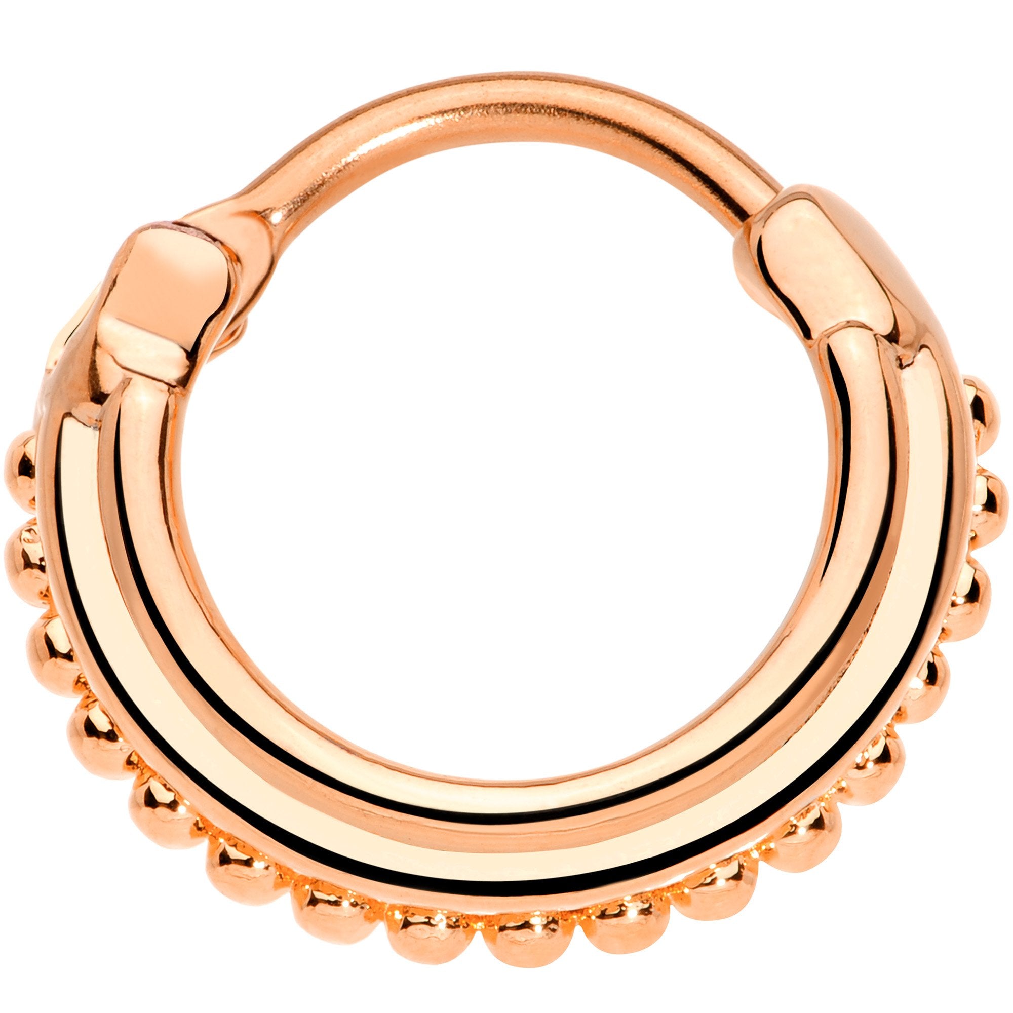16G 3/8 Rose Gold Tone Delicate Details Hinged Septum Ring