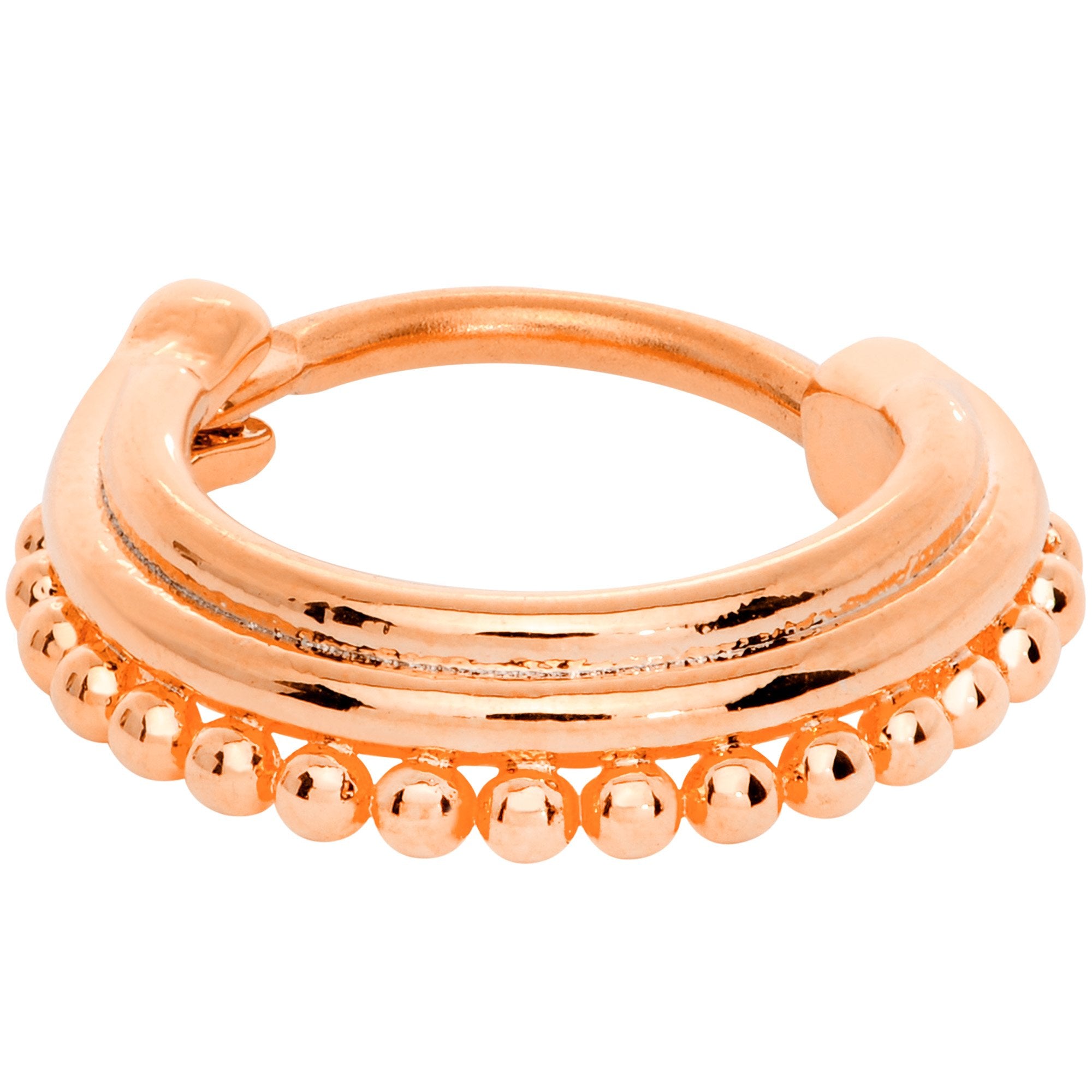 16G 3/8 Rose Gold Tone Delicate Details Hinged Septum Ring