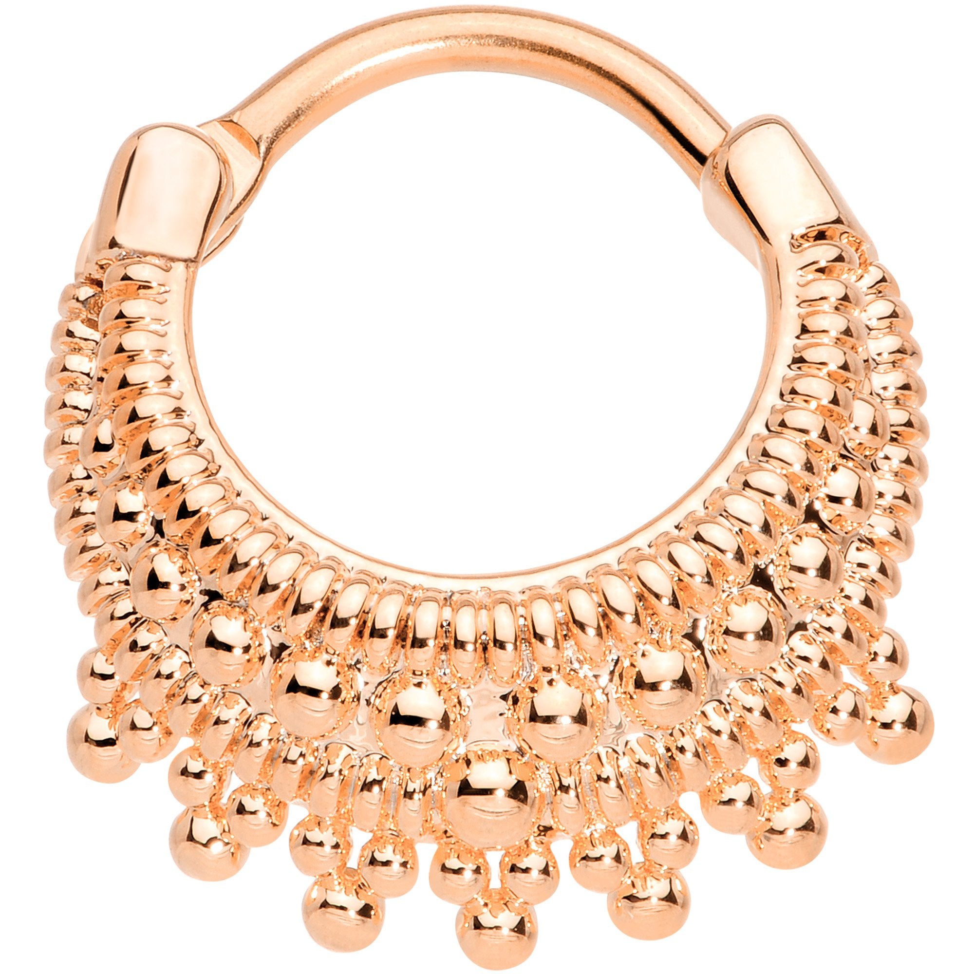 16G 3/8 Rose Gold Tone Debutante Fashion Hinged Septum Ring