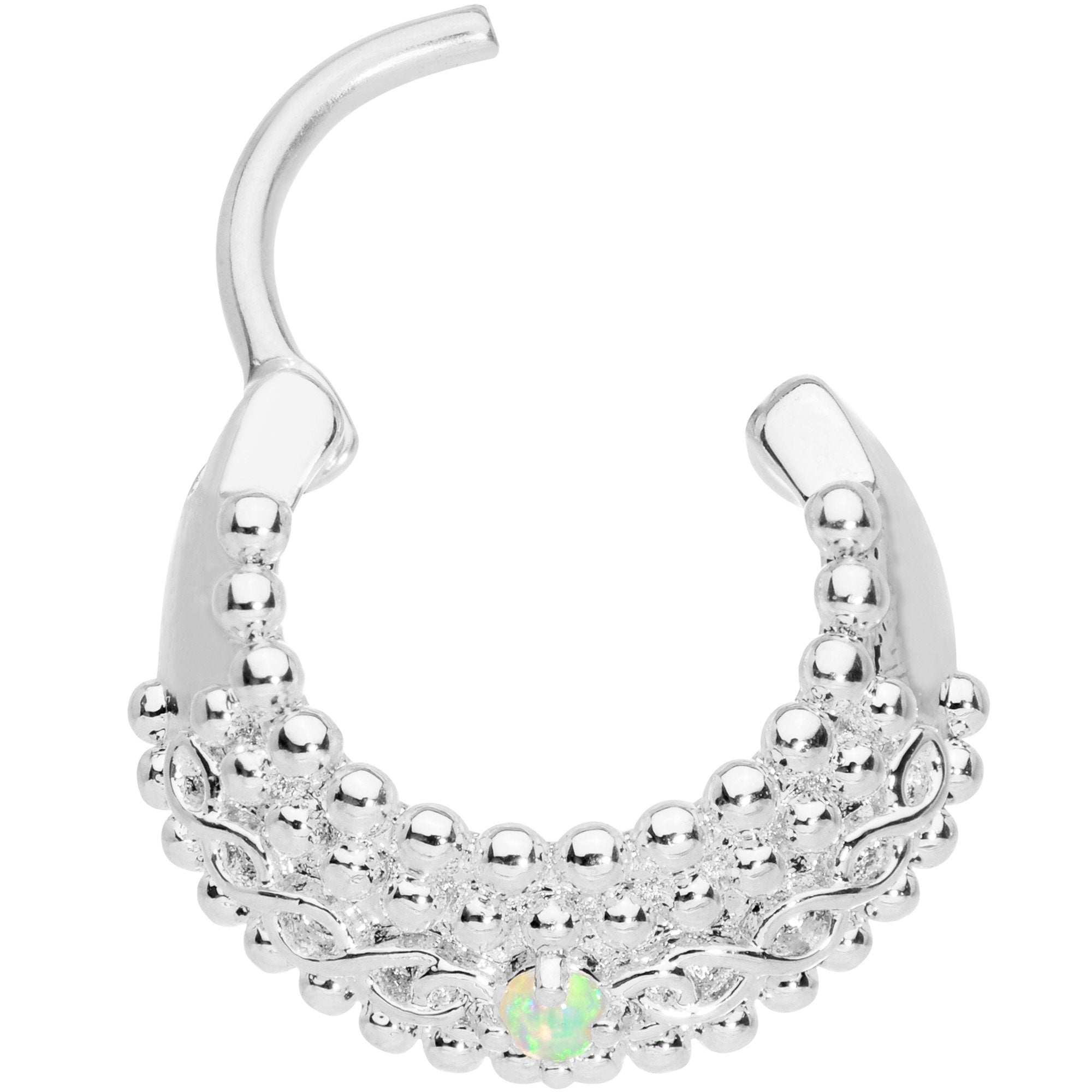 16G 3/8 Green Synthetic Opal Hinged Septum Ring