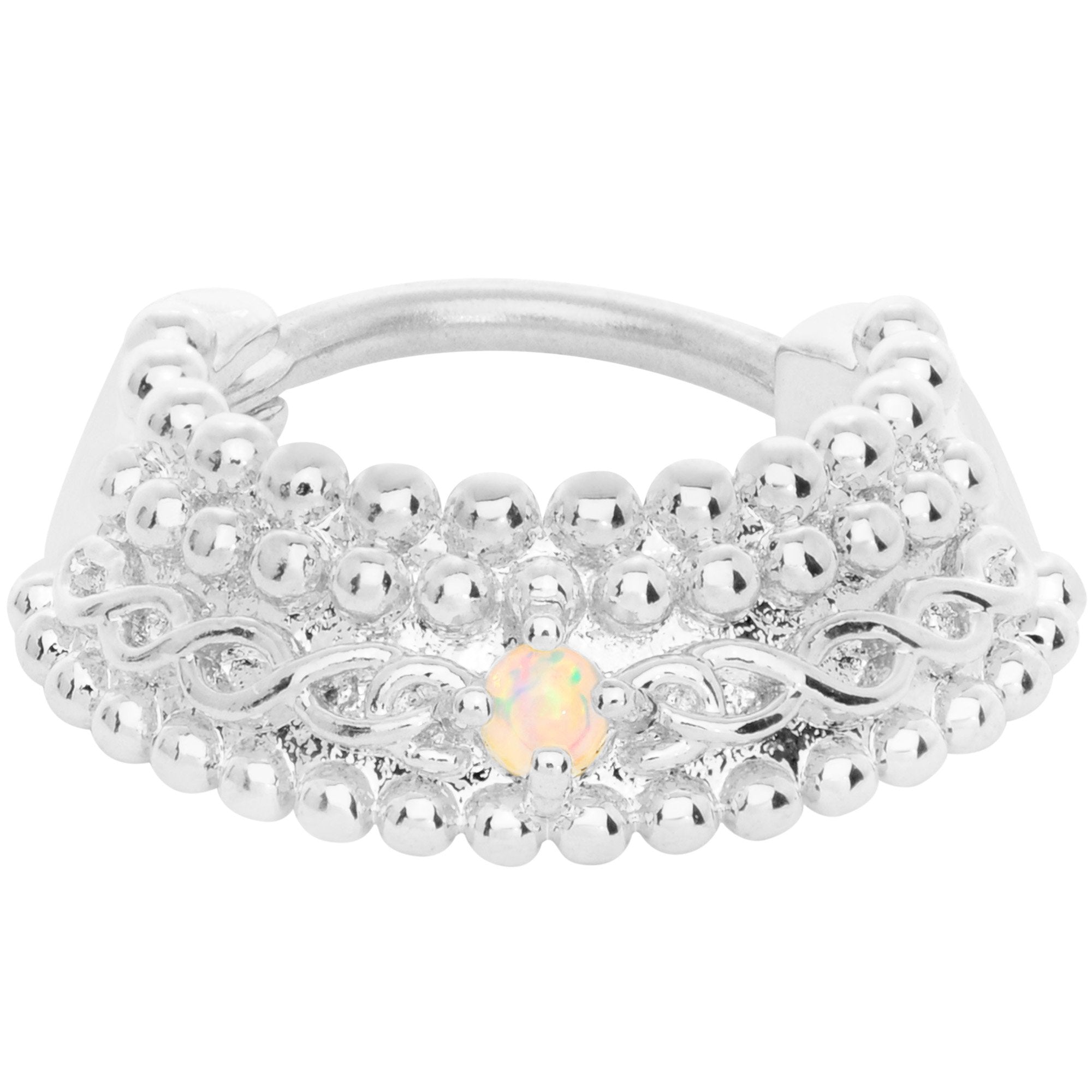 16G 3/8 Green Synthetic Opal Hinged Septum Ring