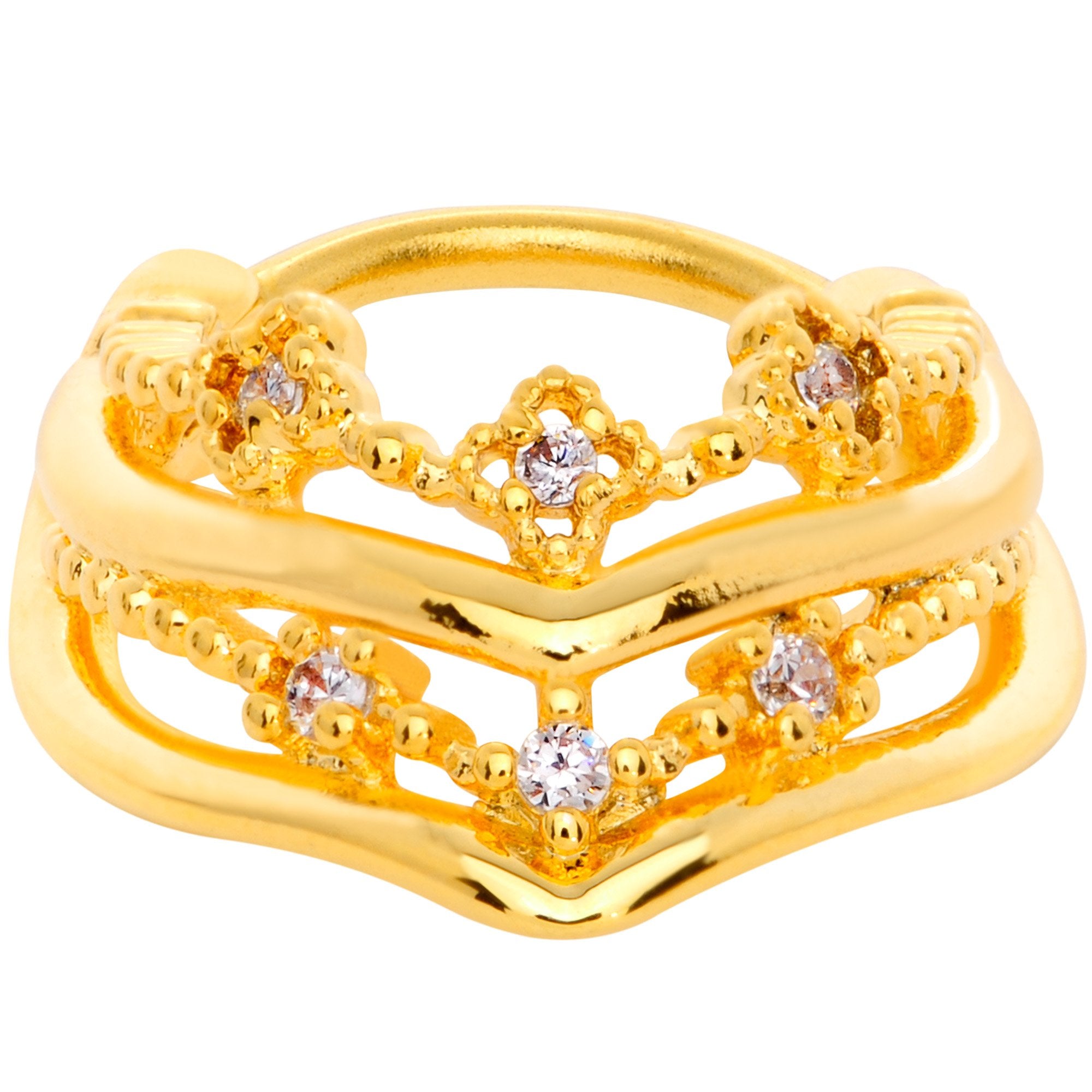 16G 3/8 Gold Tone Pretty Princess Hinged Septum Ring