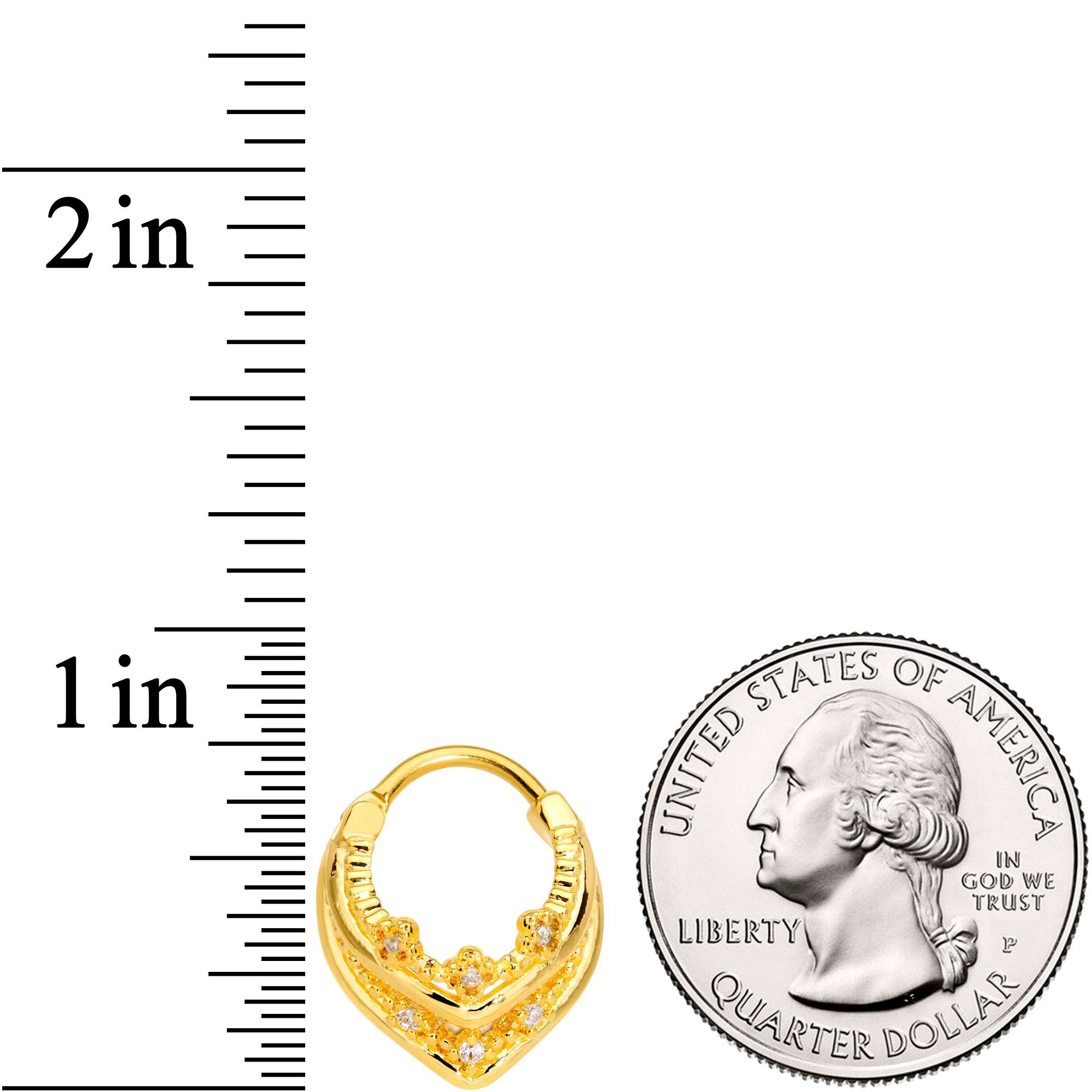 16G 3/8 Gold Tone Pretty Princess Hinged Septum Ring