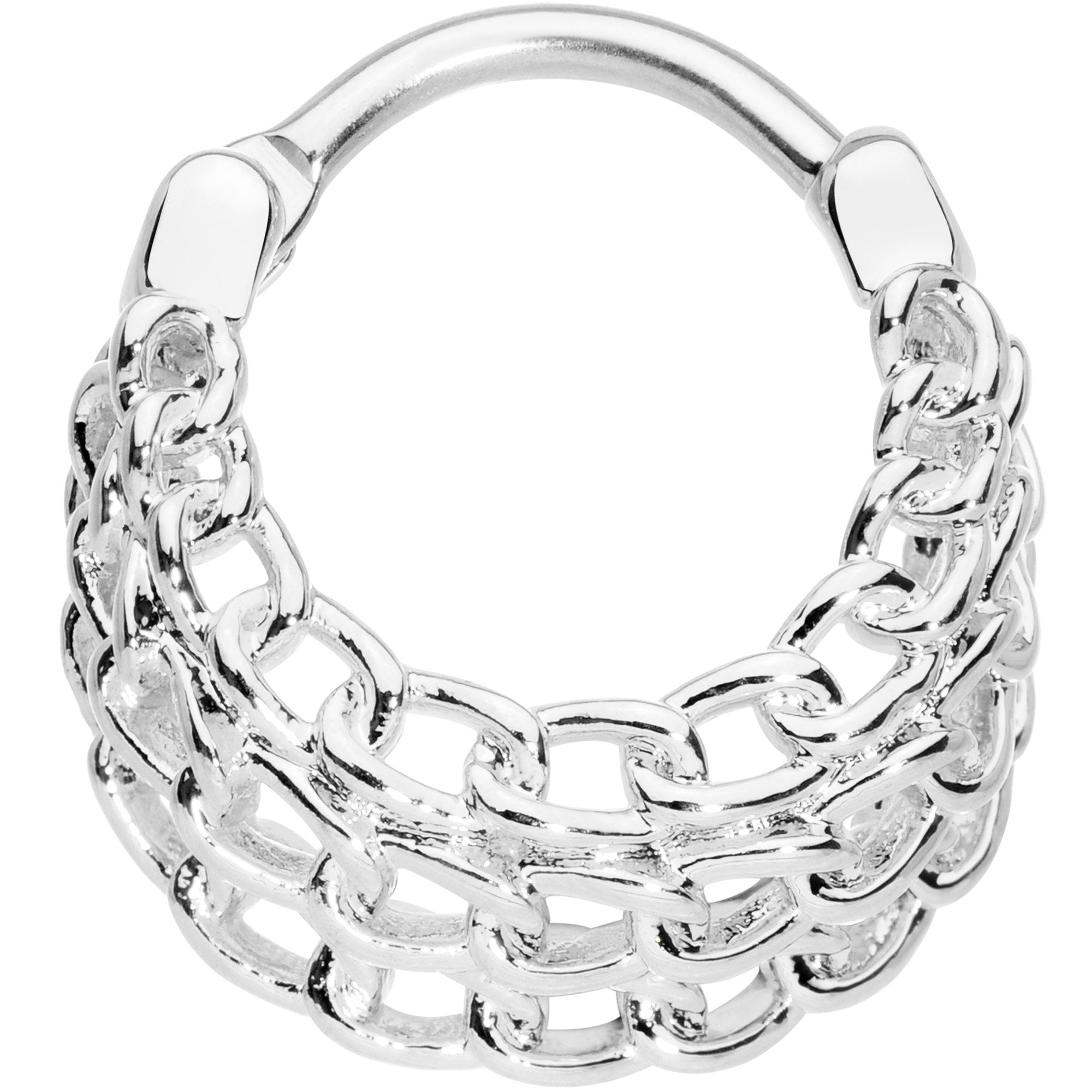 16G 3/8 Triple Chain Hinged Septum Ring