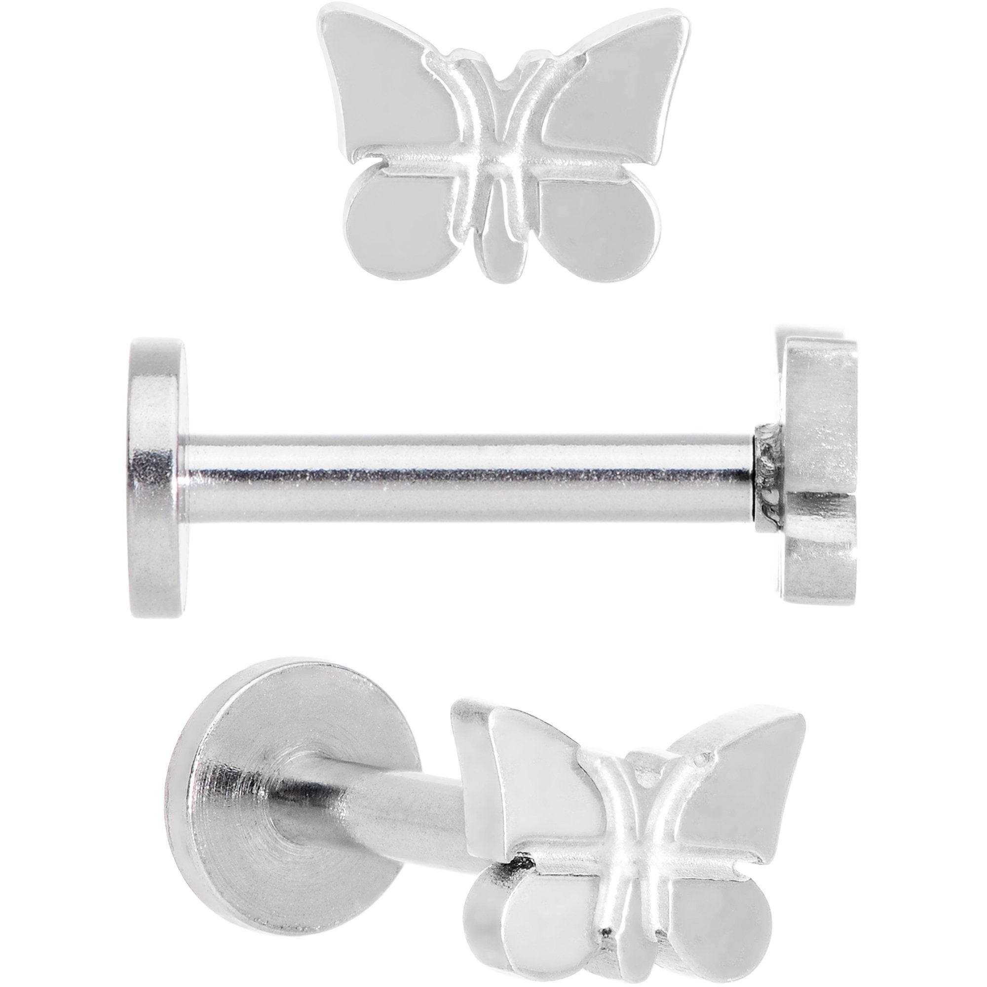 16G MultiColor Internally Threaded Butterfly Labret Set of 4