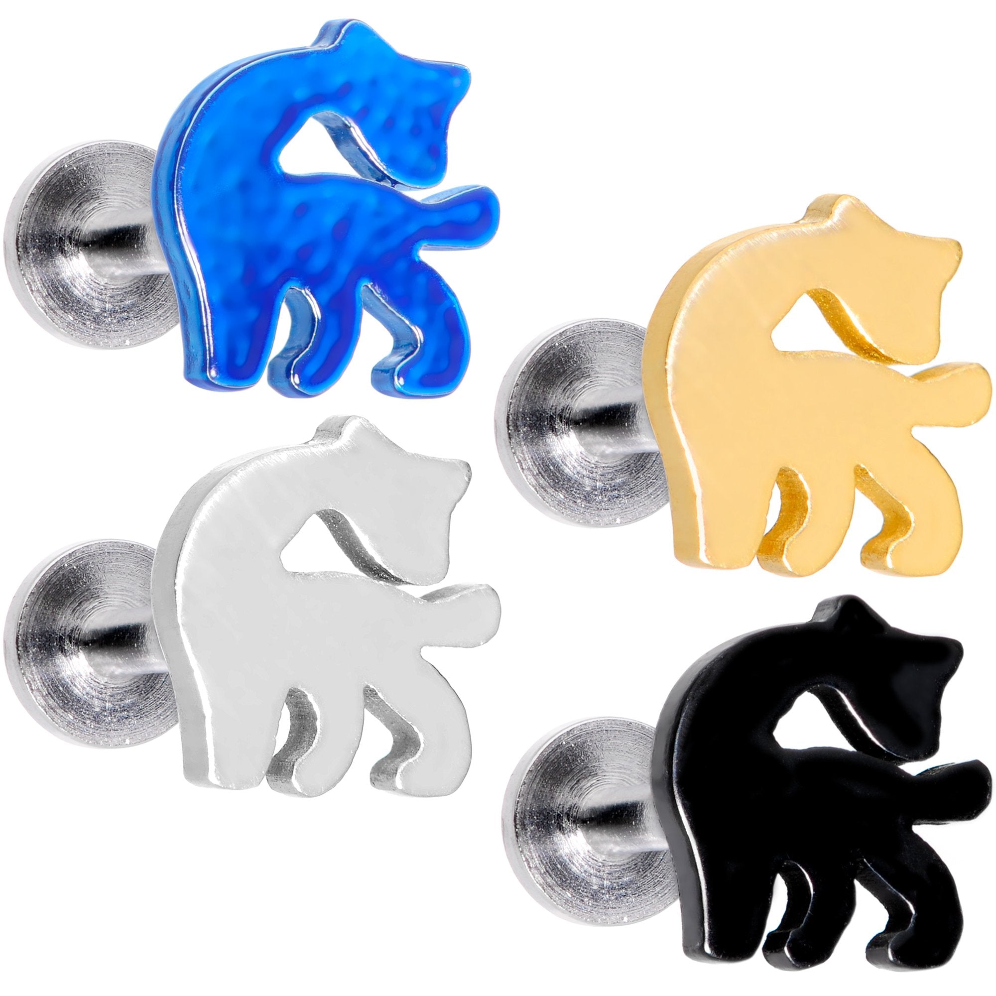 16G 5/16 Multicolor Internally Threaded Giraffe Labret Set of 4