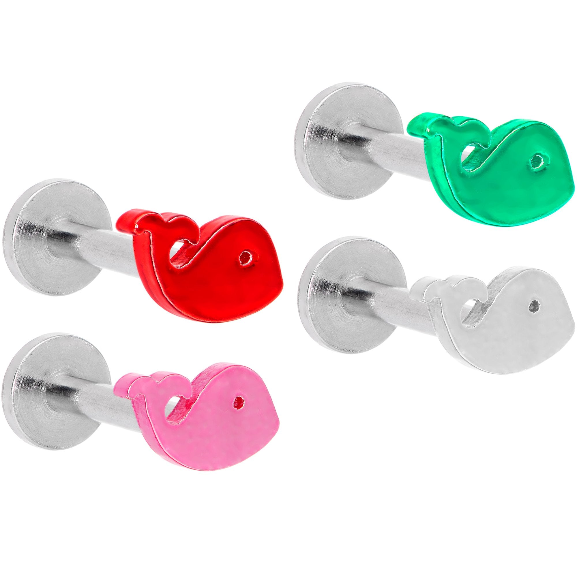 16G 5/16 Multicolor Internally Threaded Whale Labret Set of 4