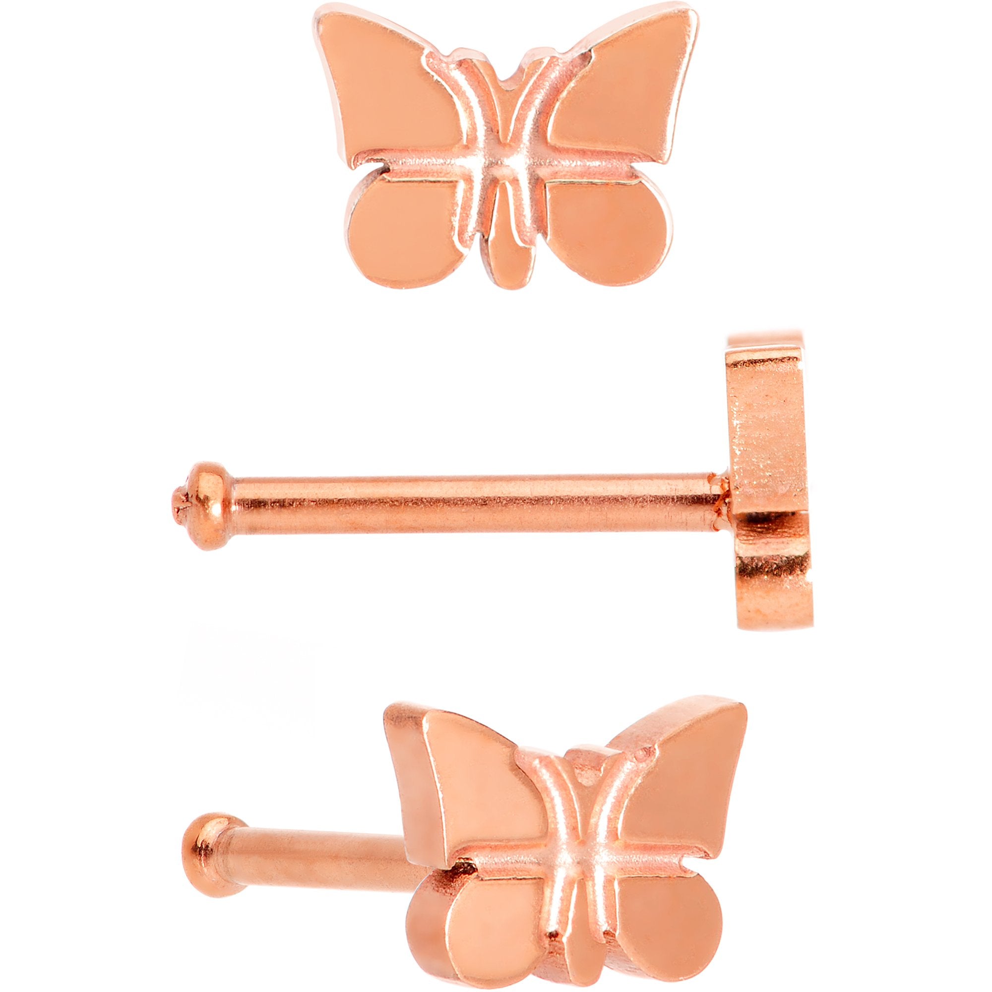 20G 1/4 Multicolor Butterfly Nose Bone Set of 4