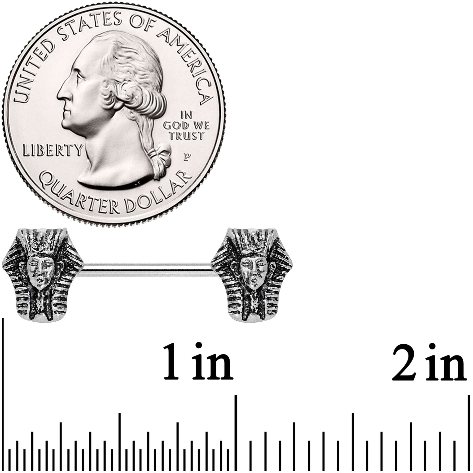 14G 9/16 Mighty Pharaoh Barbell Nipple Ring Set