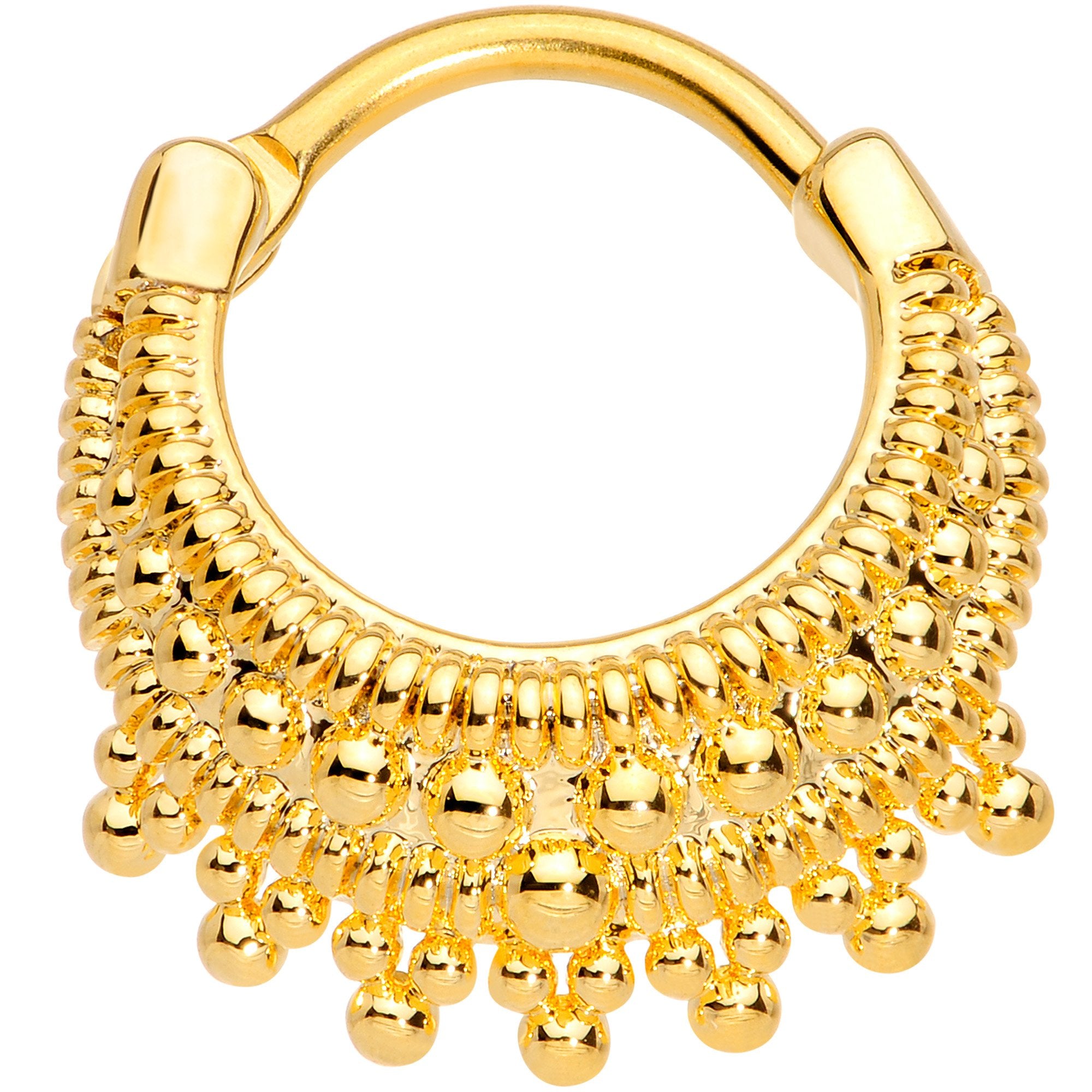 16G 3/8 Gold Tone Debutante Fashion Hinged Septum Ring