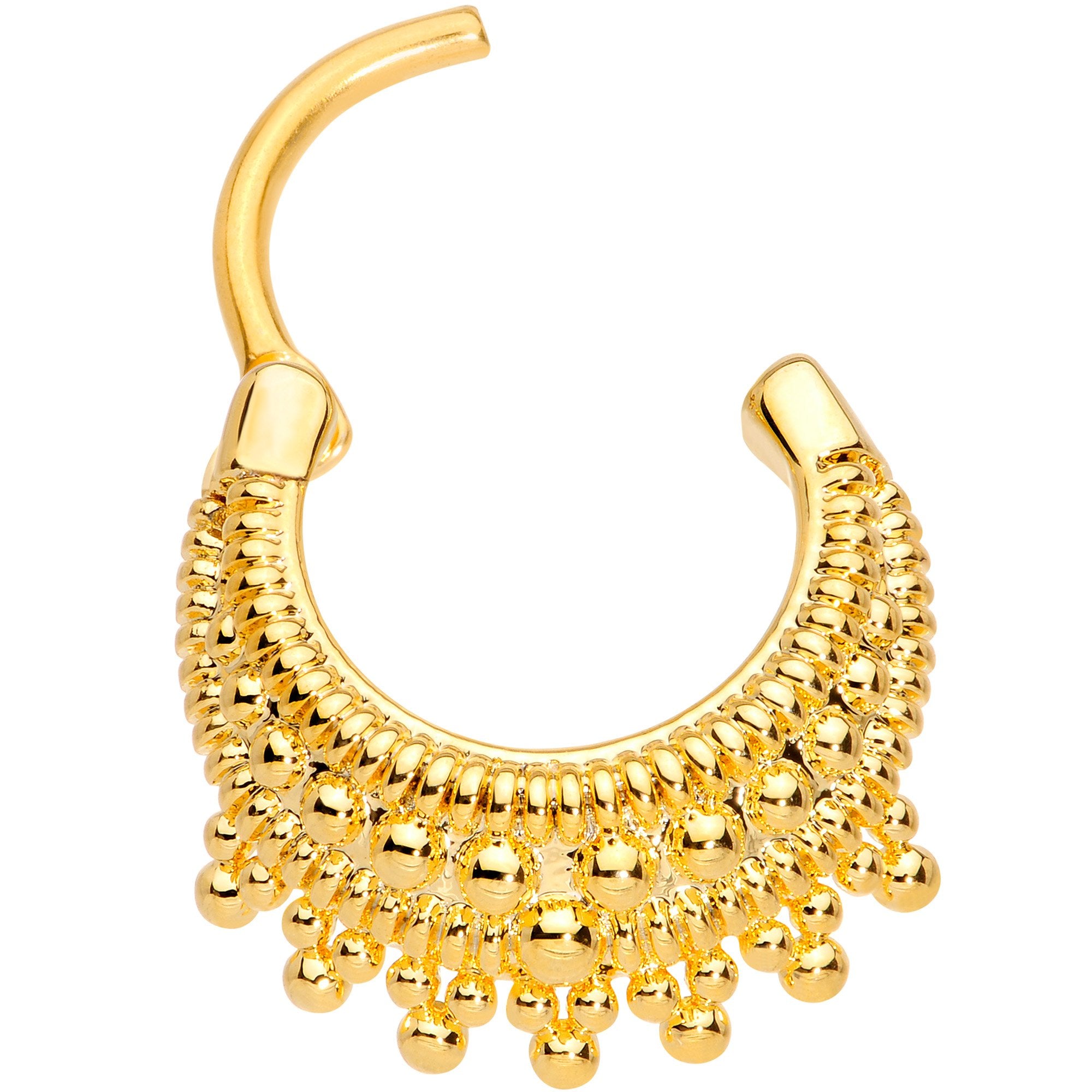 16G 3/8 Gold Tone Debutante Fashion Hinged Septum Ring