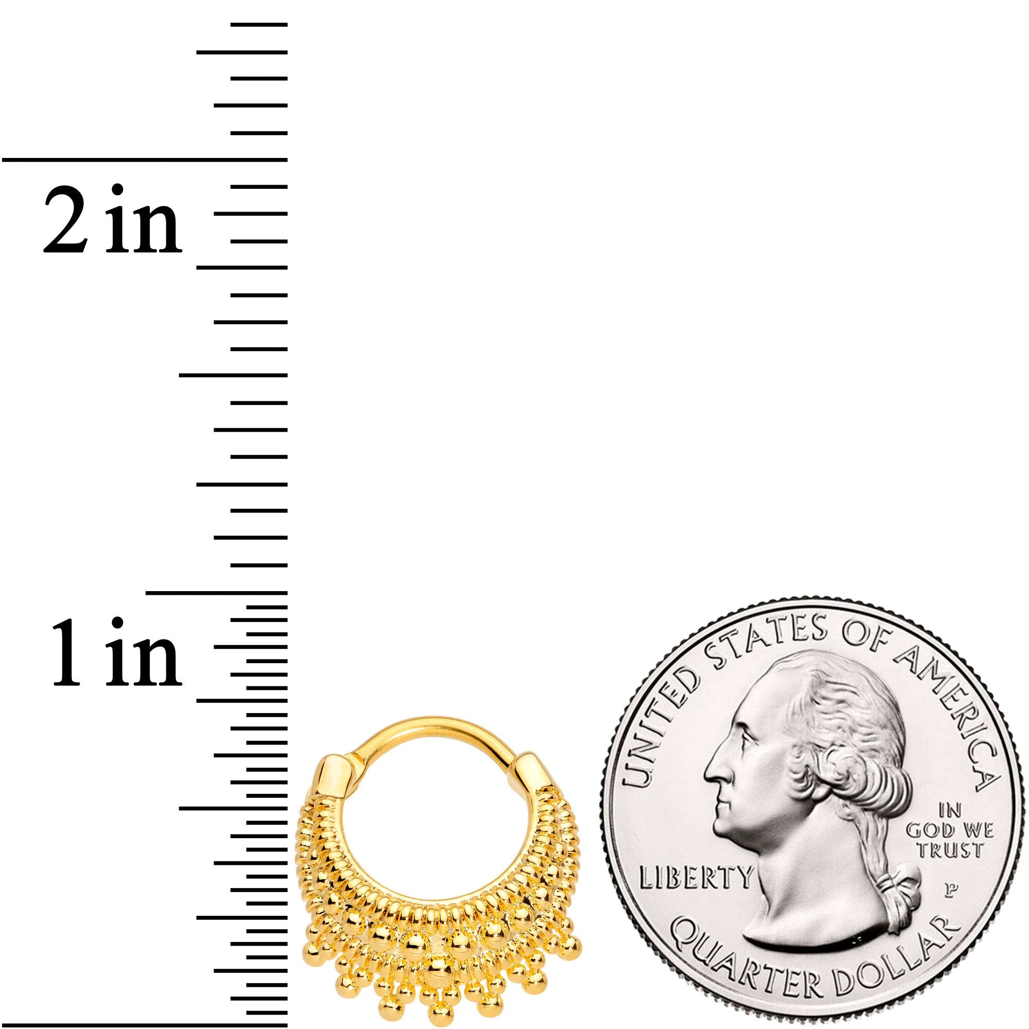 16G 3/8 Gold Tone Debutante Fashion Hinged Septum Ring