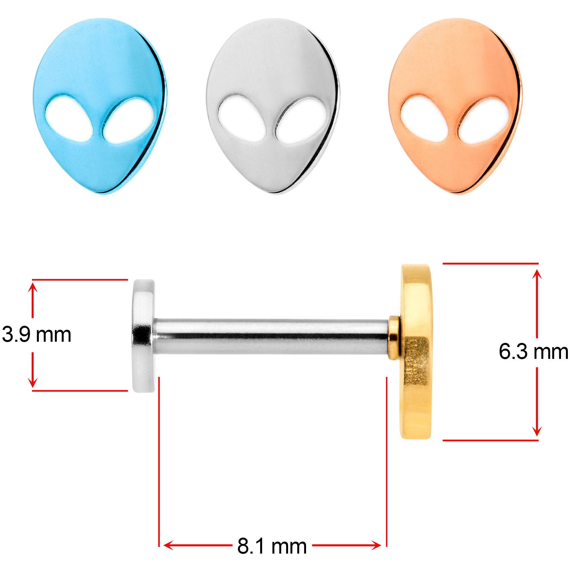 16G 5/16 All About Aliens Cartilage Tragus Set of 4