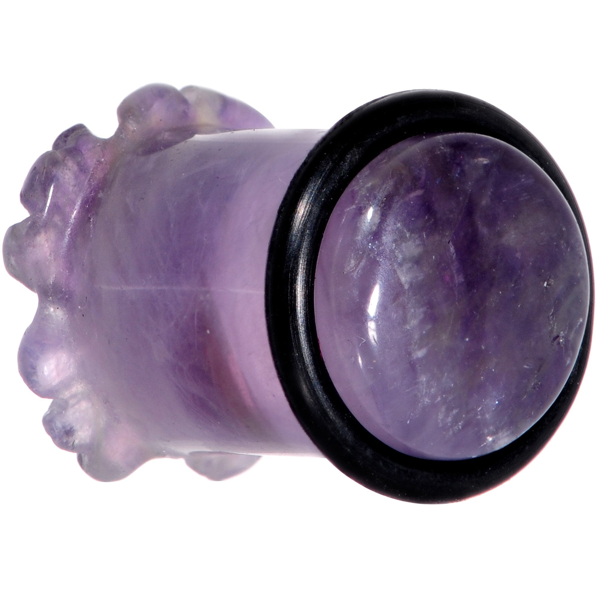 Purple Amethyst Stone Tropical Flower Single Flare Plug Set 6mm to 25mm