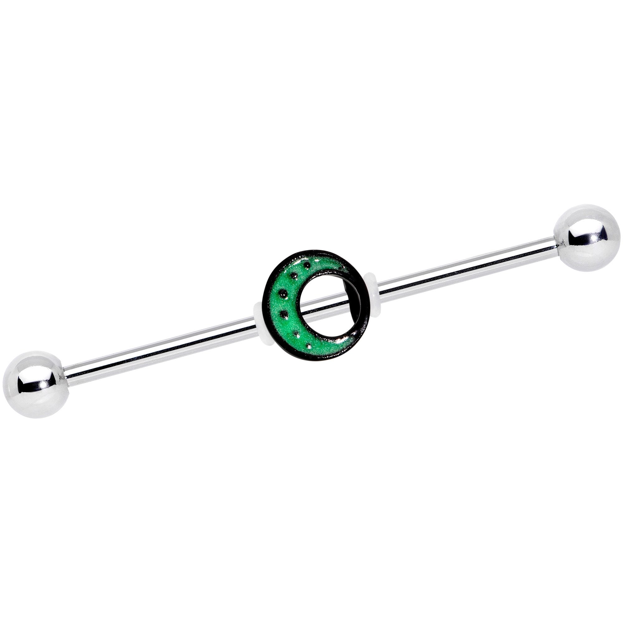 14G Glow in the Dark Crescent Moon Industrial Barbell 38mm