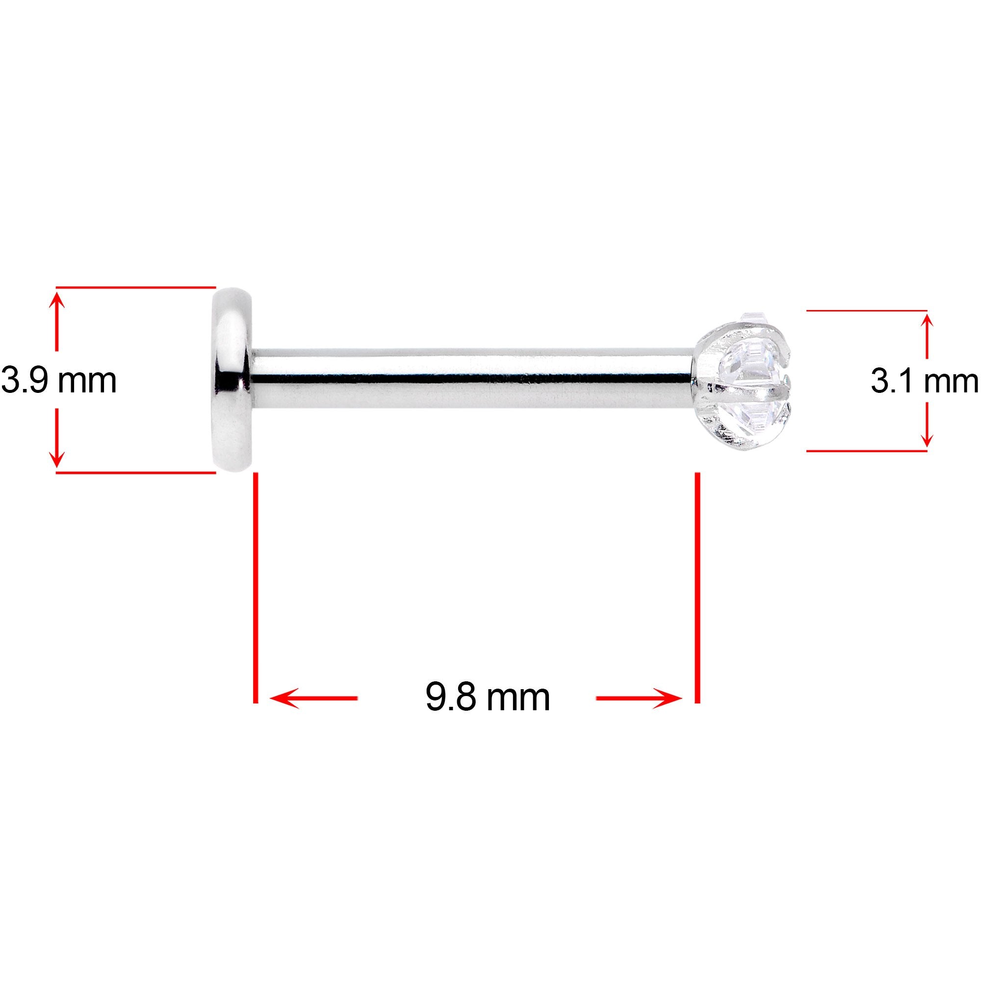 16G 3/8 Clear Black Blue Star CZ Gem Labret Tragus Set of 3