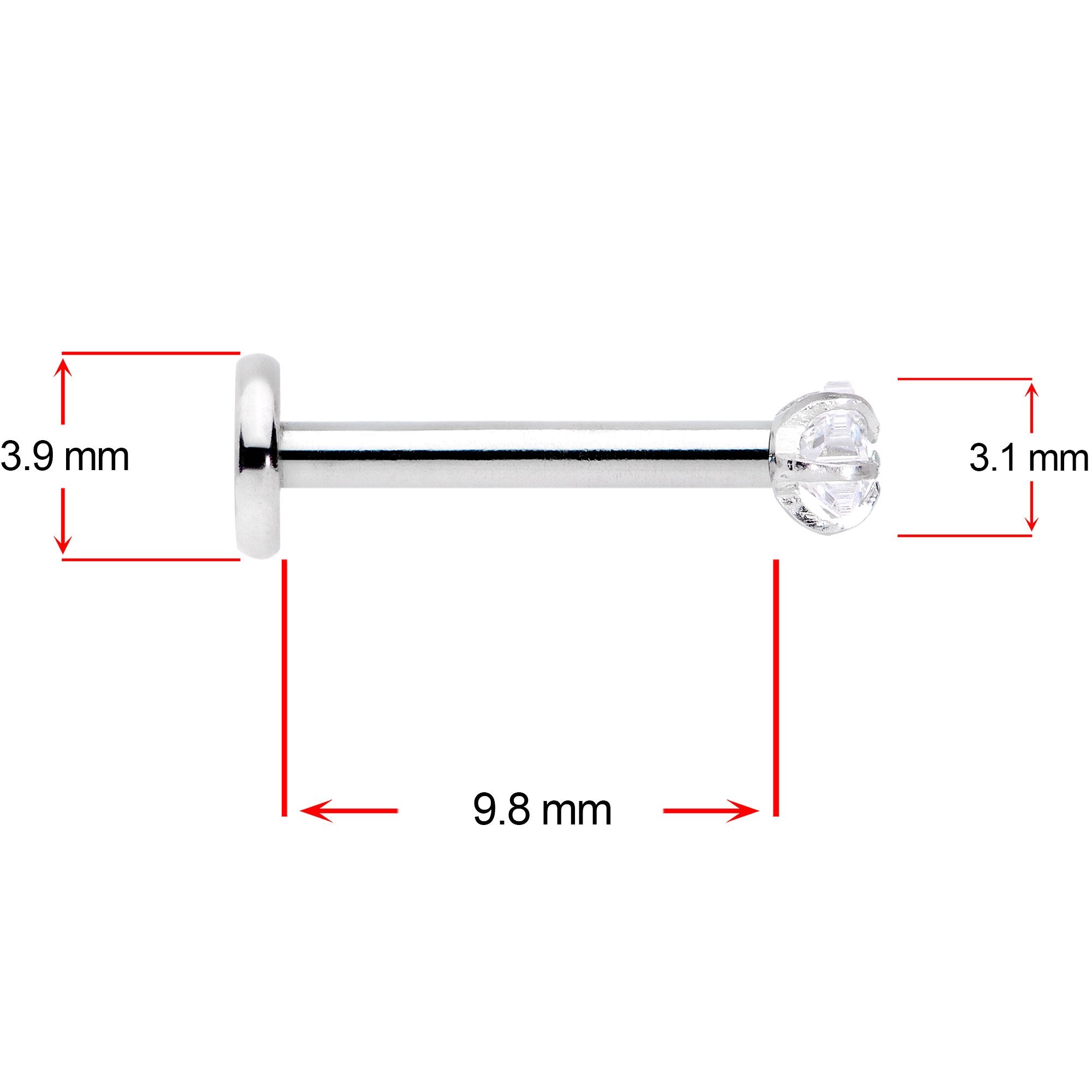 16G 3/8 Red Green CZ Gem Holiday Star Labret Tragus Set of 3
