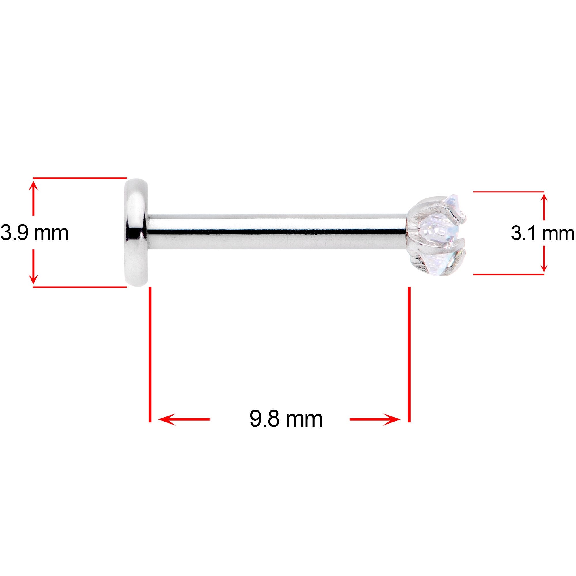 16G 3/8 Clear Pink Blue Star CZ Gem Labret Tragus Set of 3