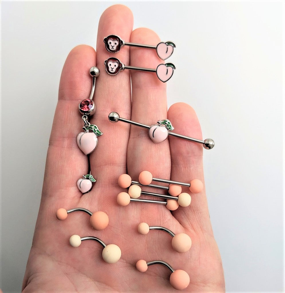 Peaches and Cream Matte Barbell Tongue Ring Set of 4