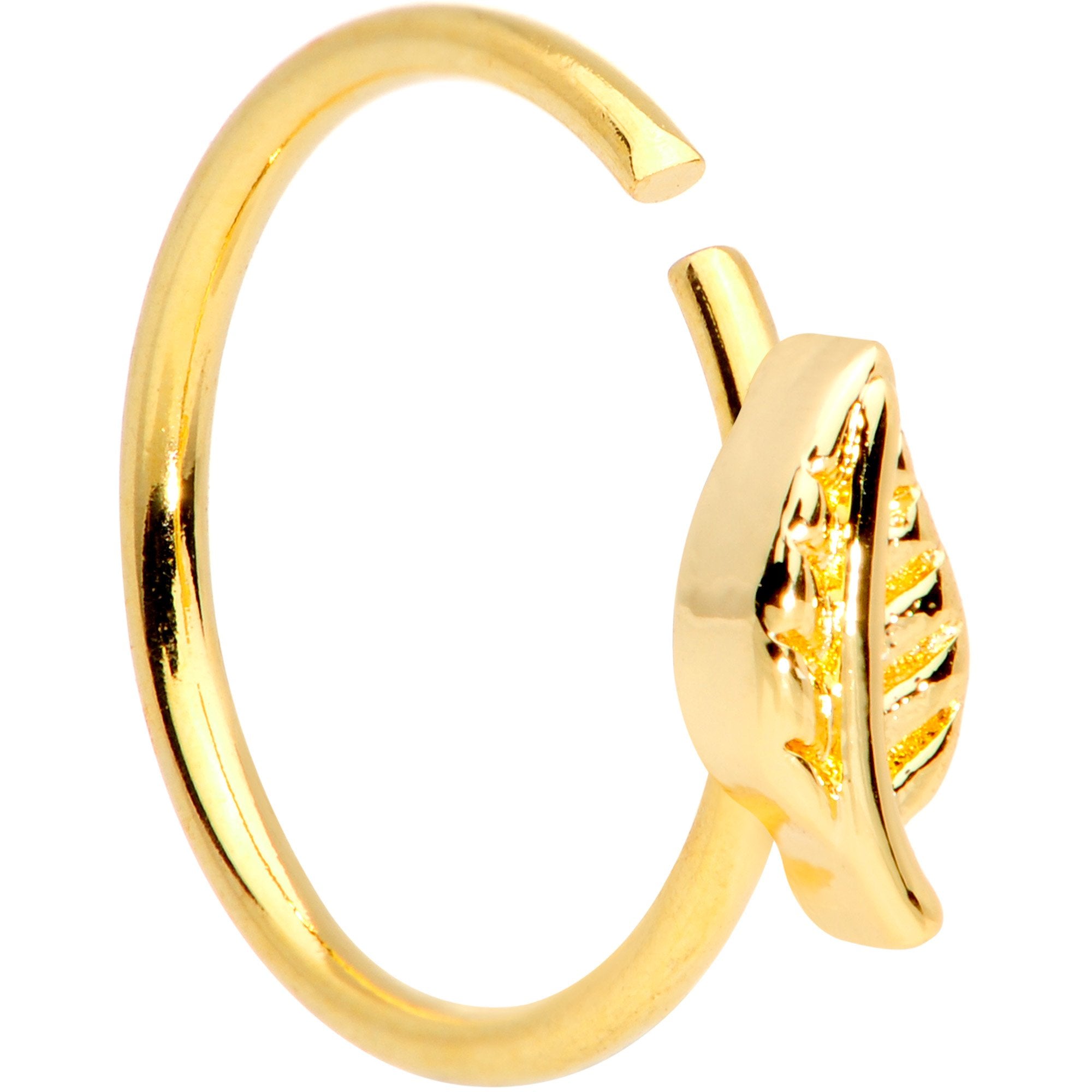 20G 5/16 Gold Tone Little Leaf Seamless Circular Ring