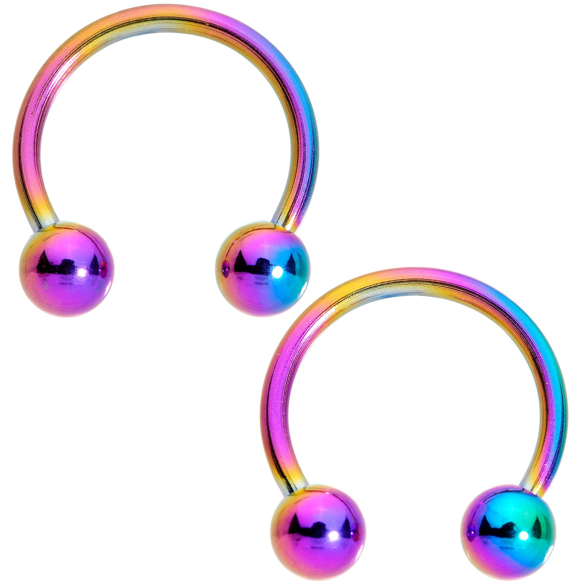 16G 3/8 Color Variety Horseshoe Curved Barbell Set of 8