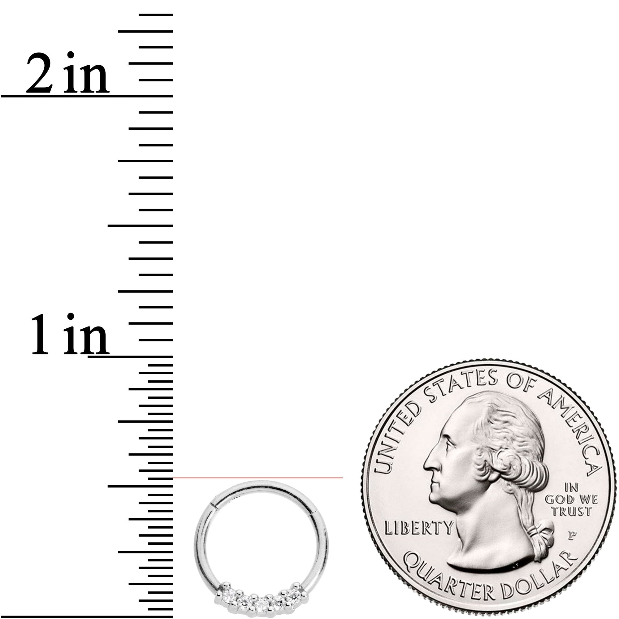 16G 3/8 Clear CZ Gem Quartet Hinged Segment Ring