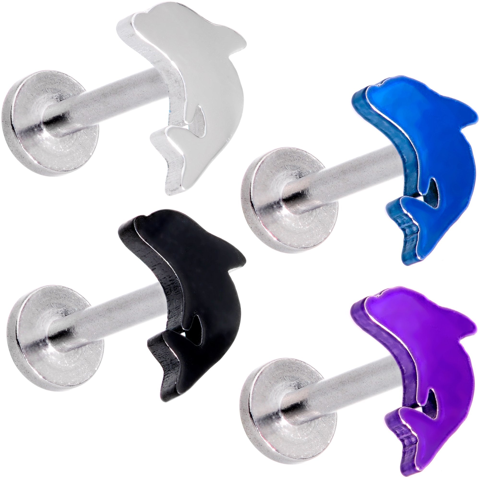 16G 5/16 Leaping Dolphins Labret Monroe Tragus Set of 4