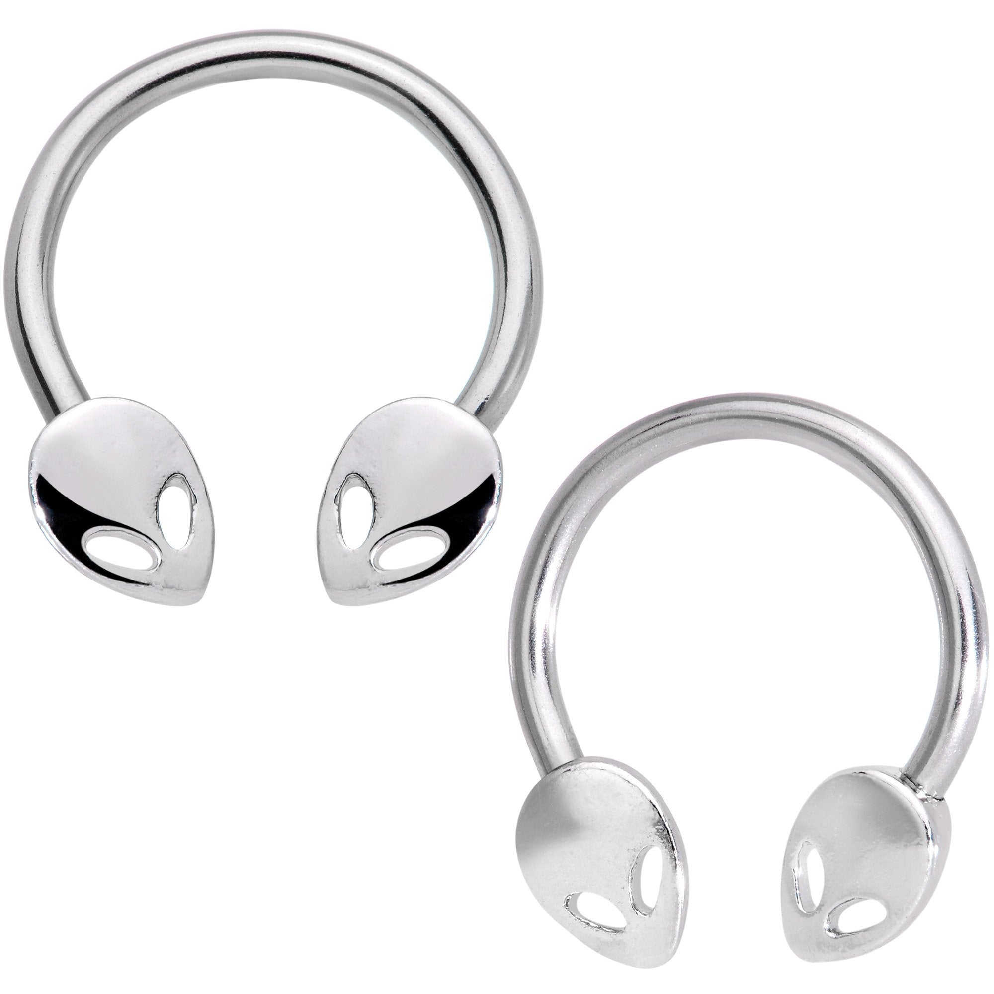 14G 13mm Outer Space Aliens Horseshoe Nipple Ring Set