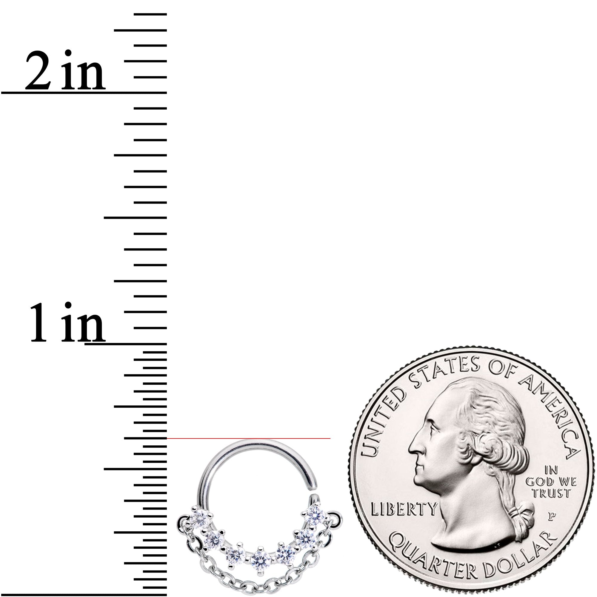 16G 3/8 Clear CZ Gem Chain Dangle Seamless Circular Ring