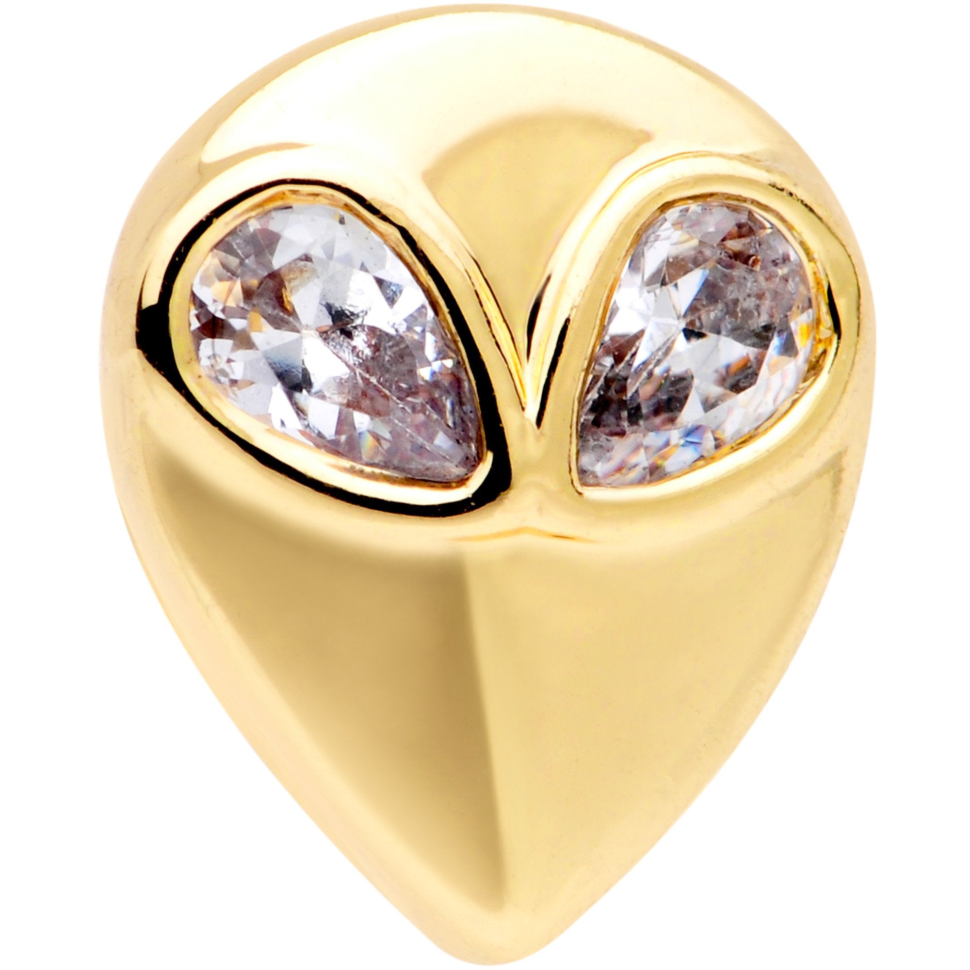 16G 1/4 Clear Gem Gold Tone Space Alien Cartilage Tragus Earring