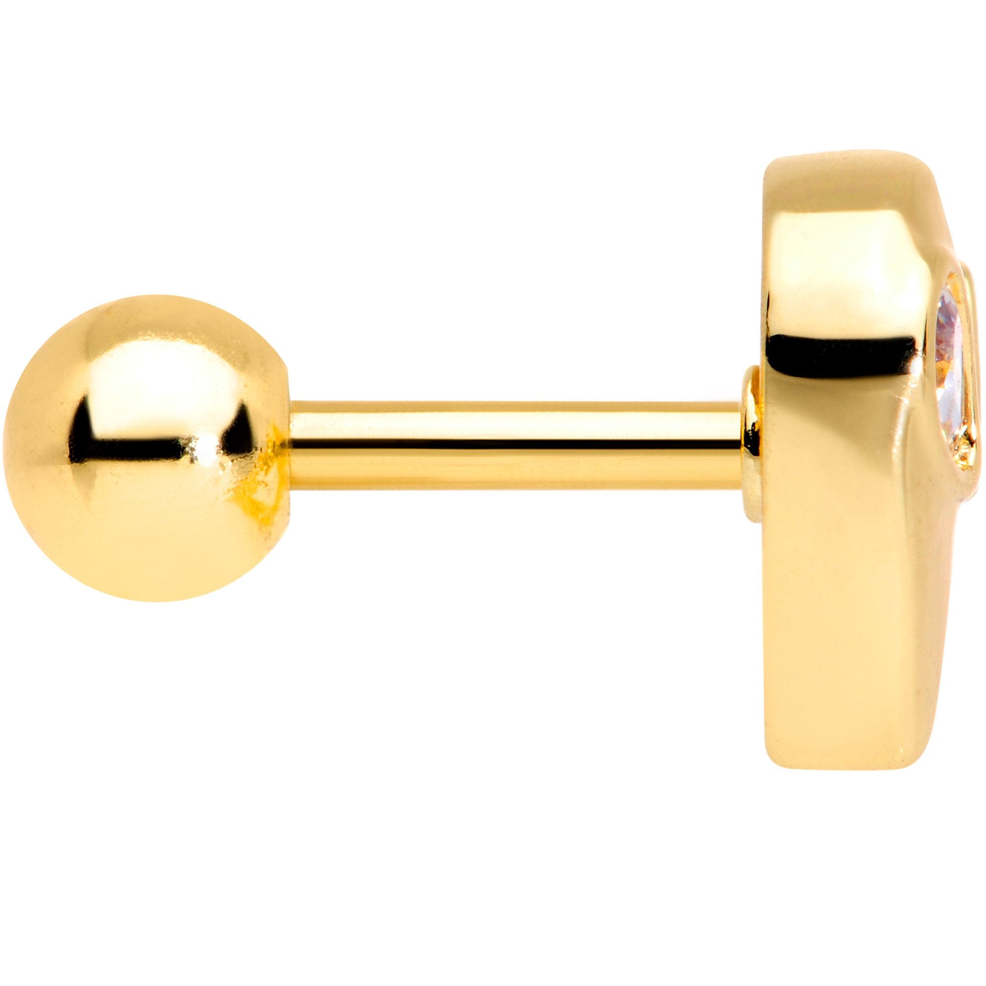 16G 1/4 Clear Gem Gold Tone Space Alien Cartilage Tragus Earring