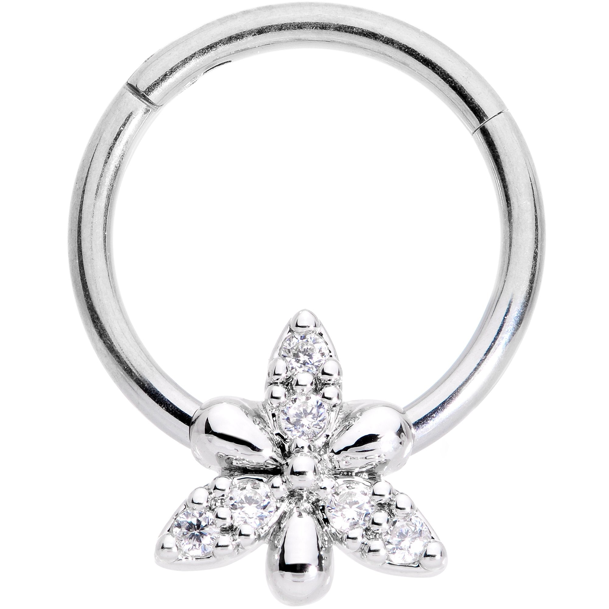 16G 3/8 Clear CZ Gem Triquetra Hinged Segment Ring