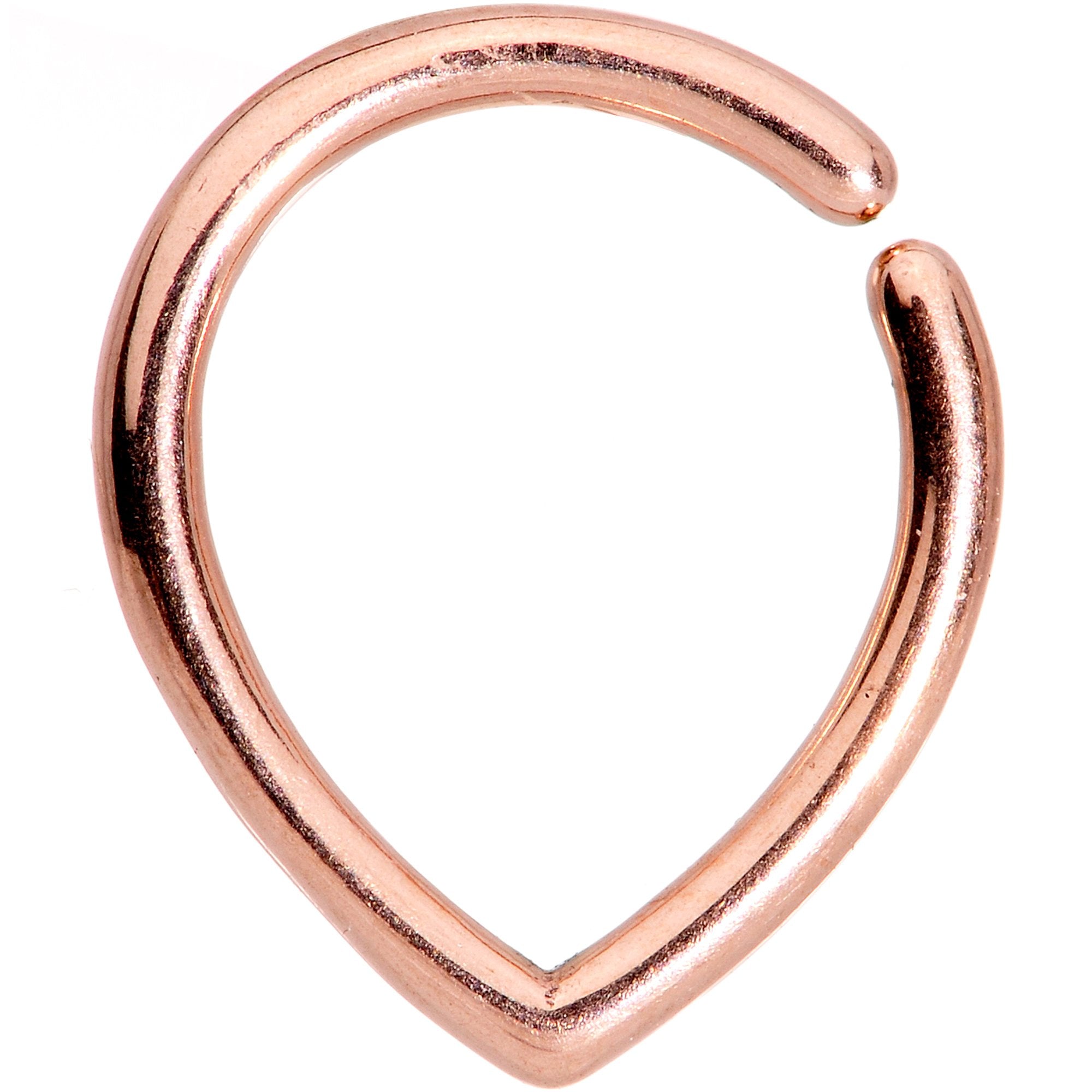16G 3/8 Rose Gold Tone Teardrop Closure Ring