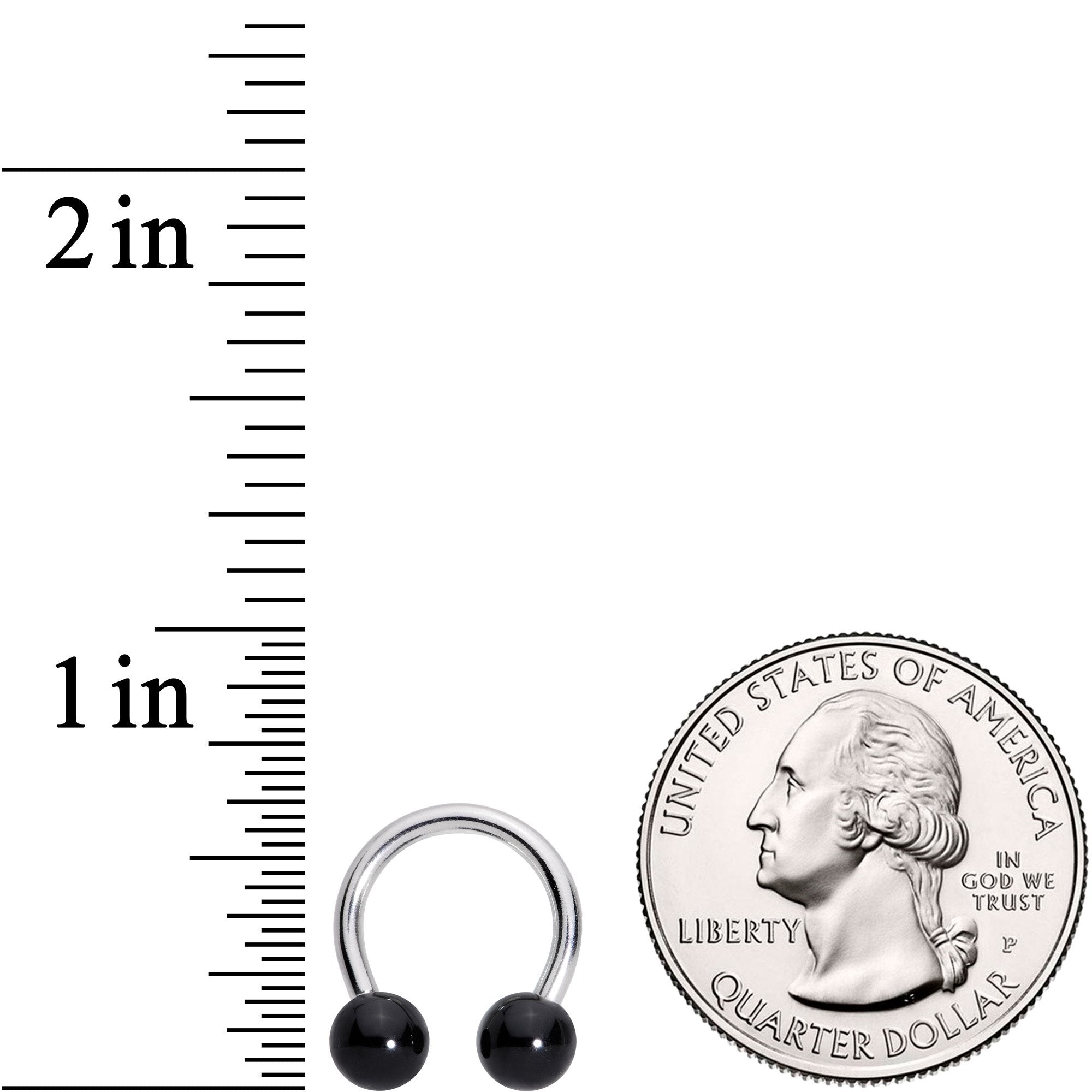 14G 3/8 Black Acrylic Ball Horseshoe Circular Barbell