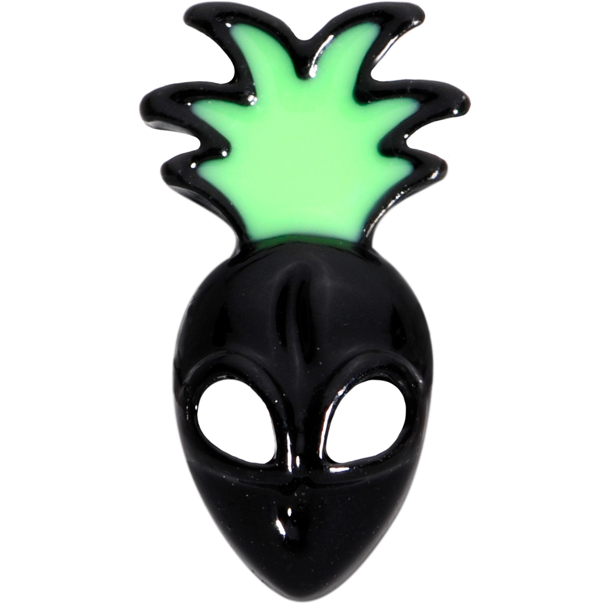 16G 1/4 Green Black Pineapple Alien Cartilage Tragus Earring